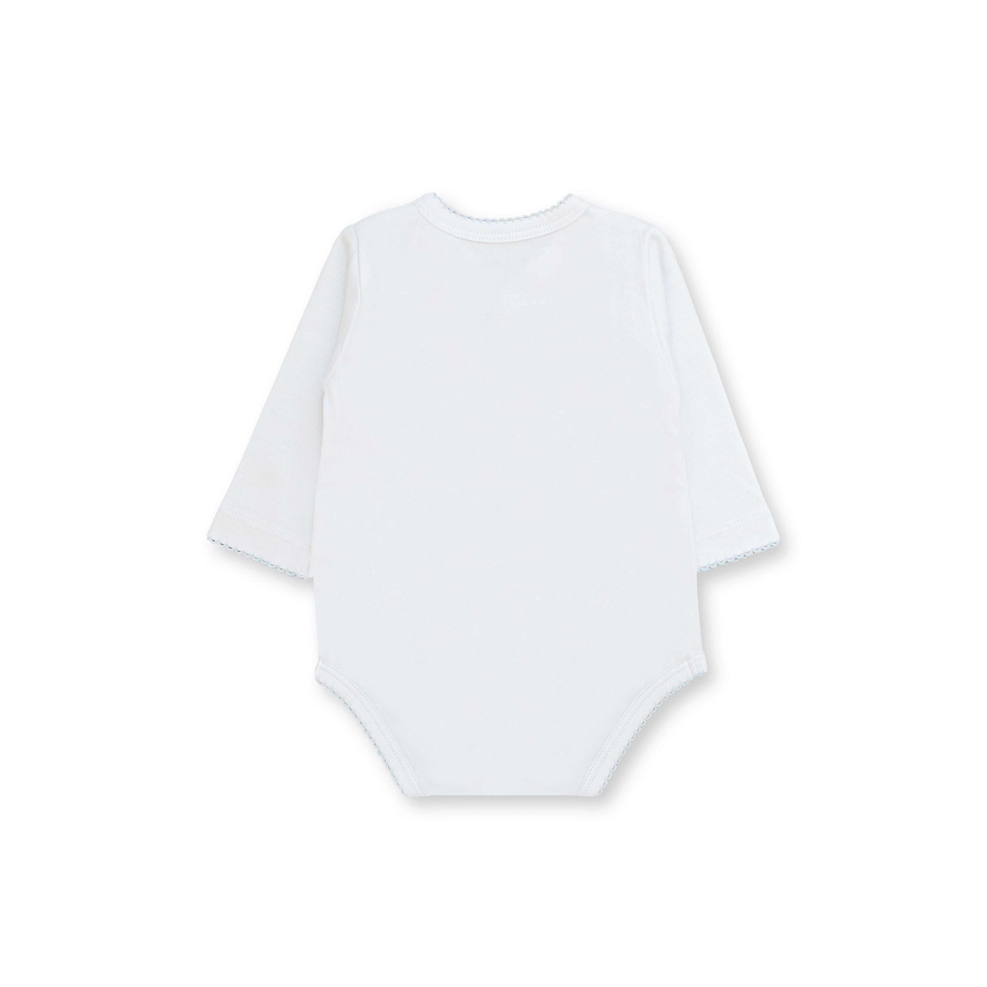 Honey Logo Long Sleeve Bodysuit, White & Light Blue