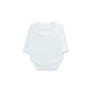 Smocked Long Sleeve Bodysuit, White