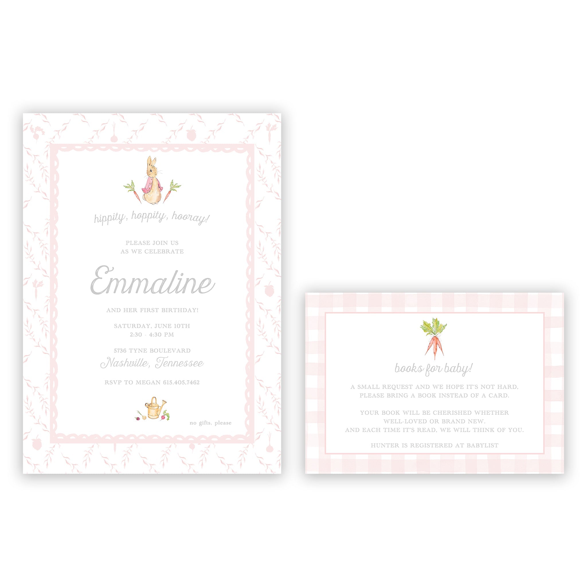 Peter Rabbit Pink Books For Baby Enclosure Card