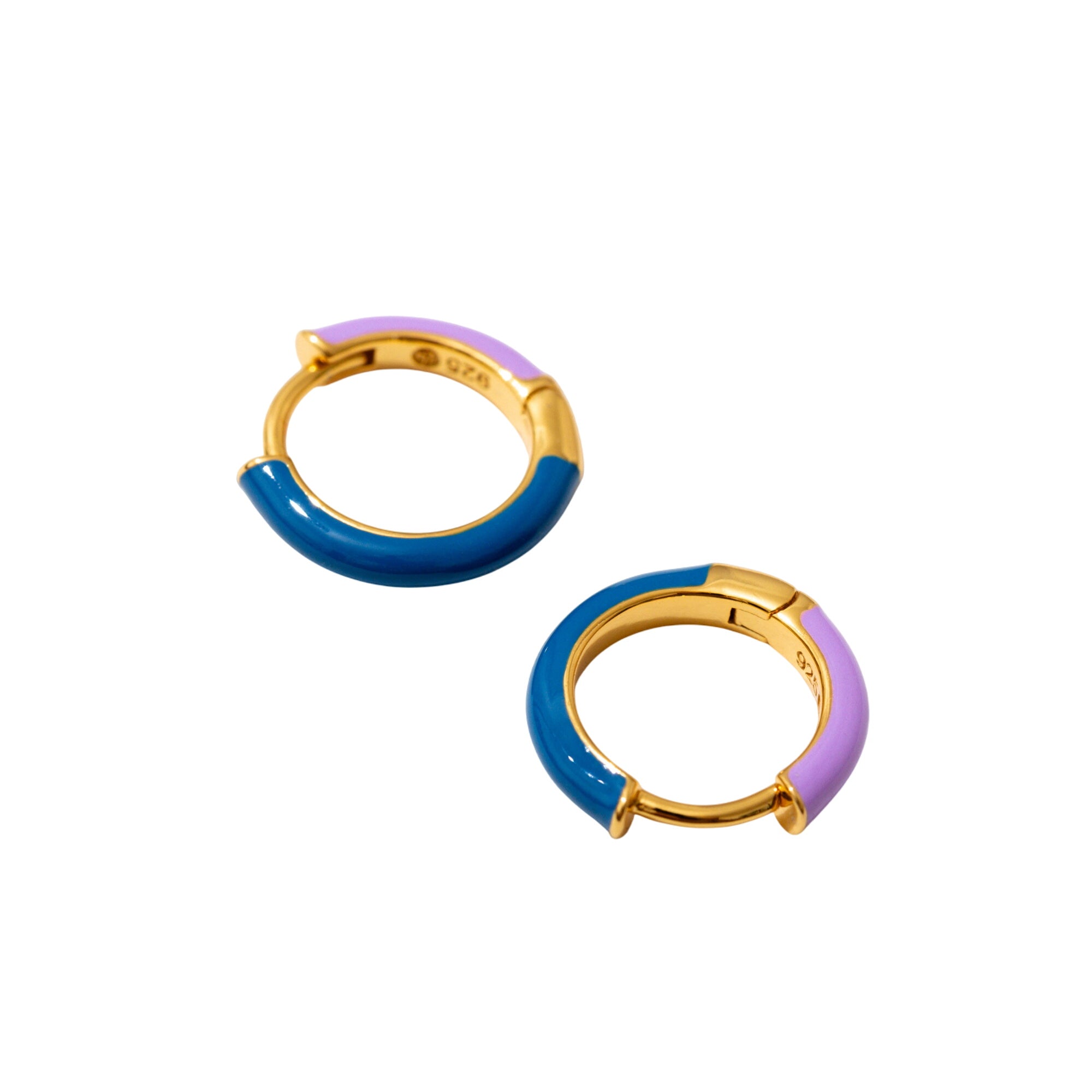 Two Tone Enamel Huggie Hoops