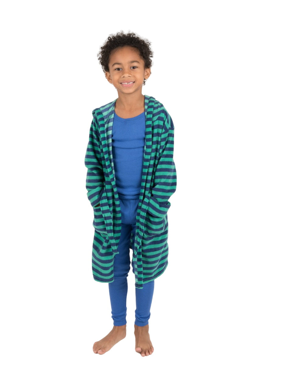 Kids Fleece Stripes Hooded Robe