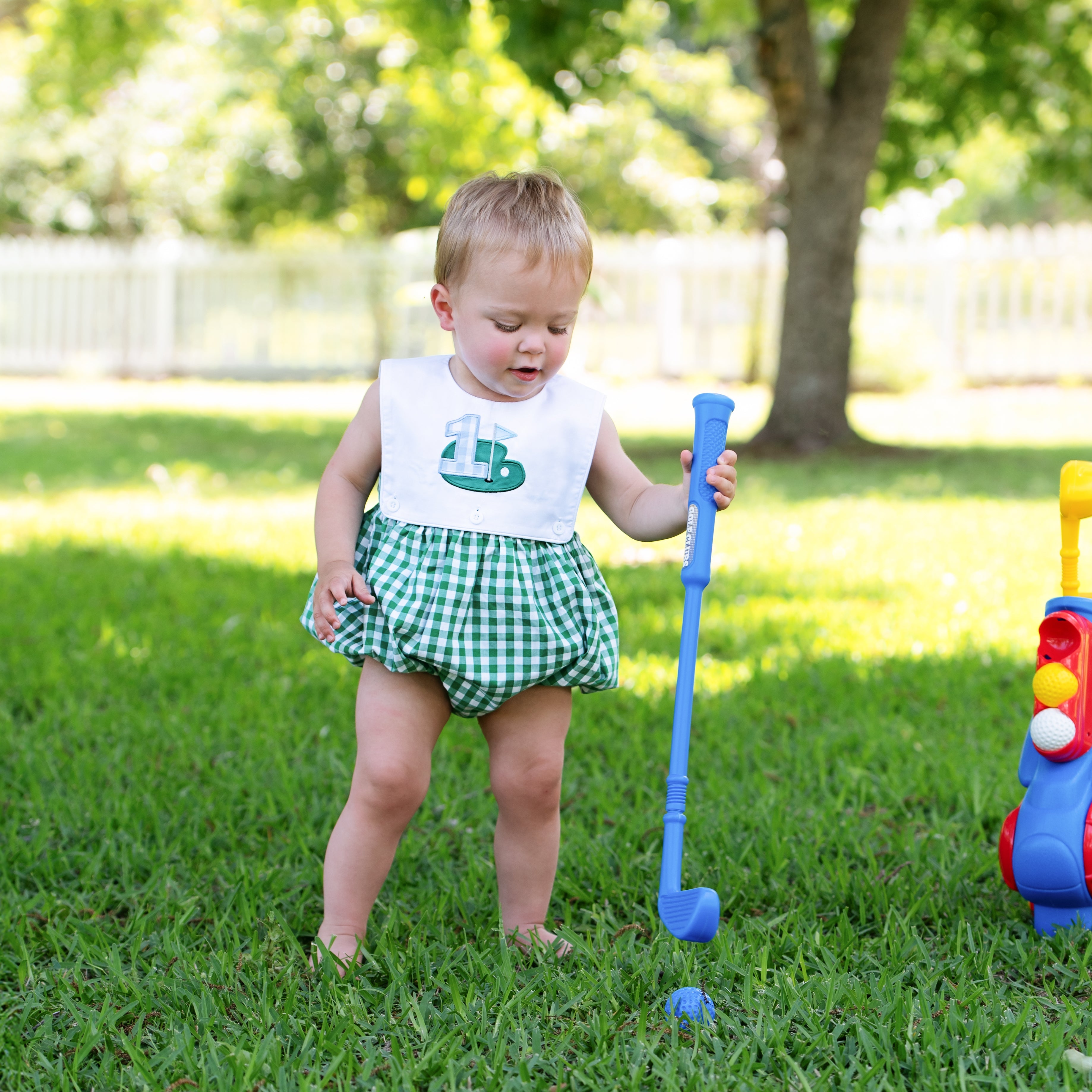Hole-in-one First Birthday Boys Reversible Golf Bubble