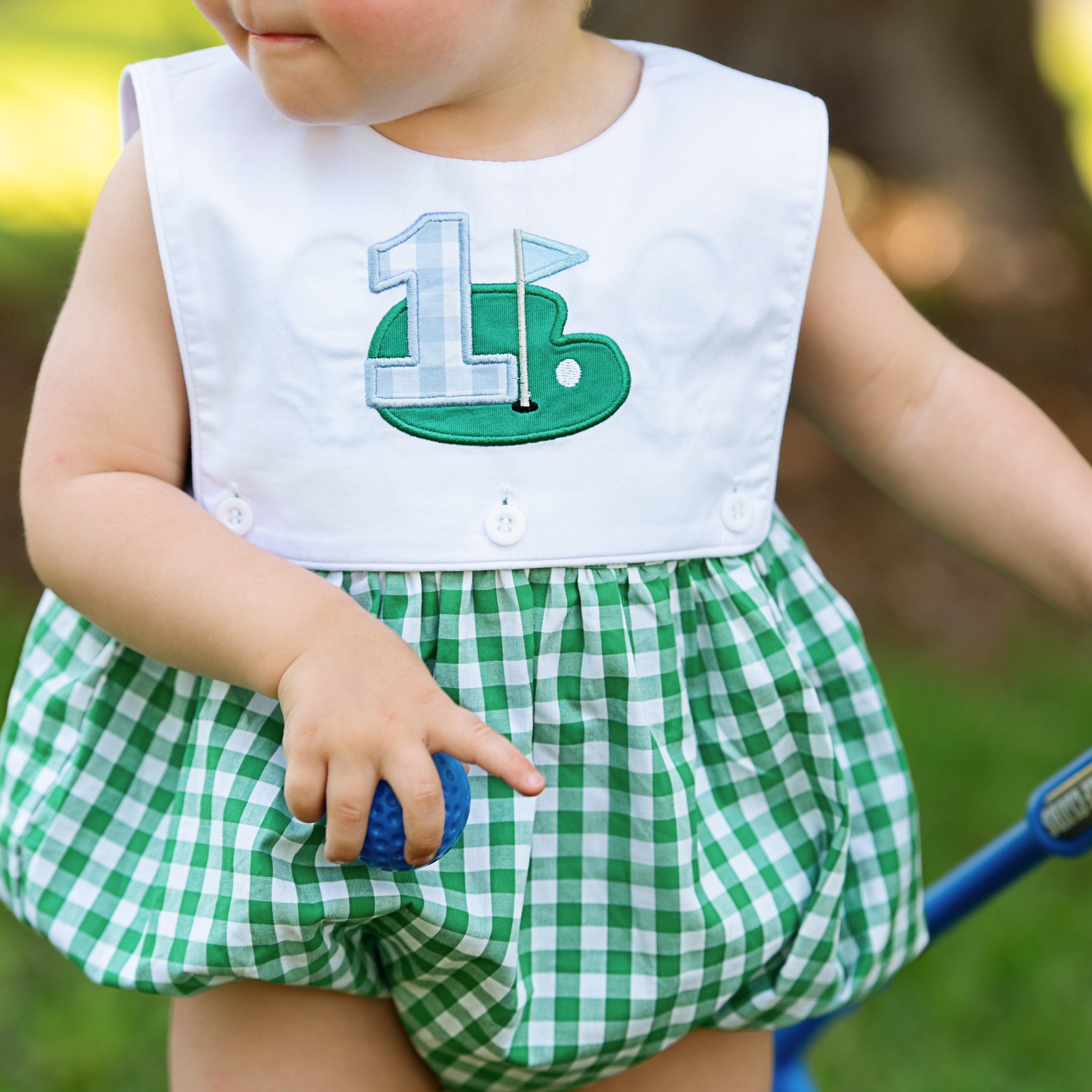 Hole-in-one First Birthday Boys Reversible Golf Bubble