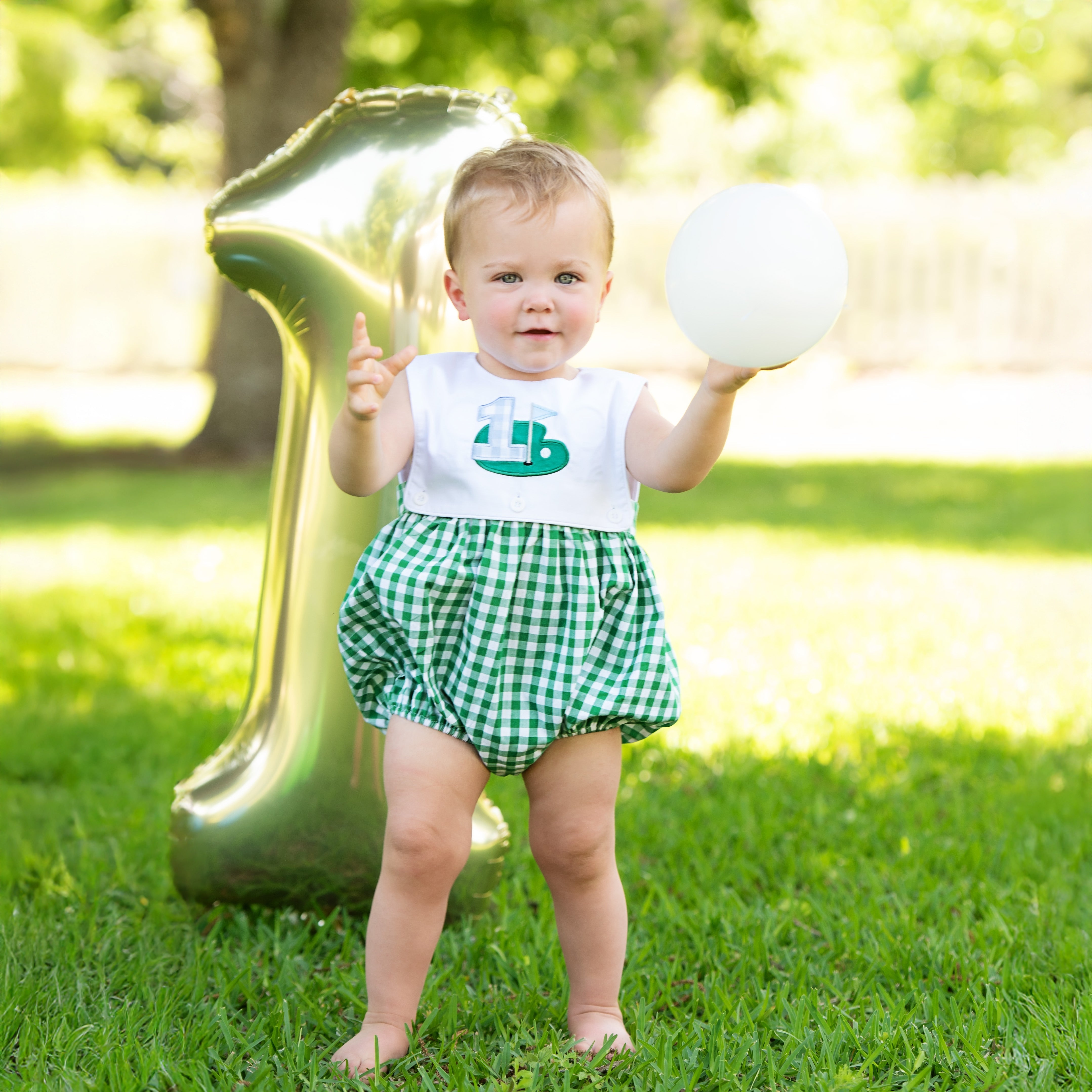 Hole-in-one First Birthday Boys Reversible Golf Bubble