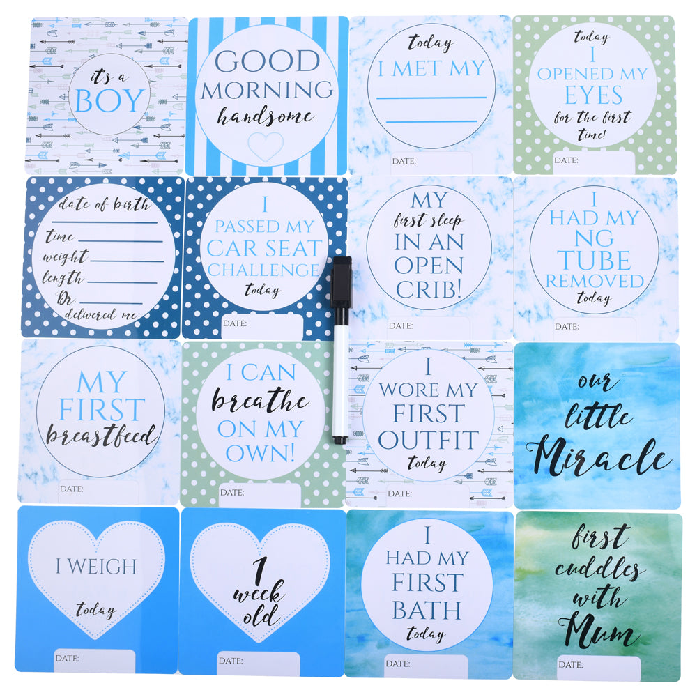 Boy Preemie  Nicu Milestone Cards In Plastic