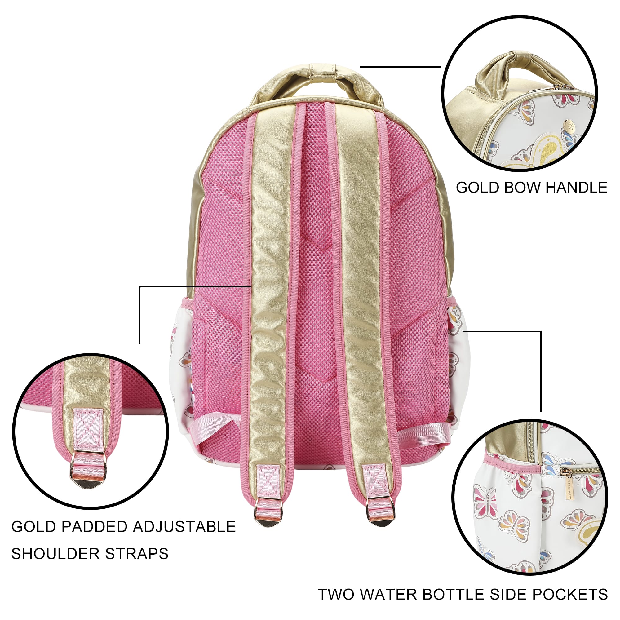 Gold Butterfly Backpack With Tuckaway Wings