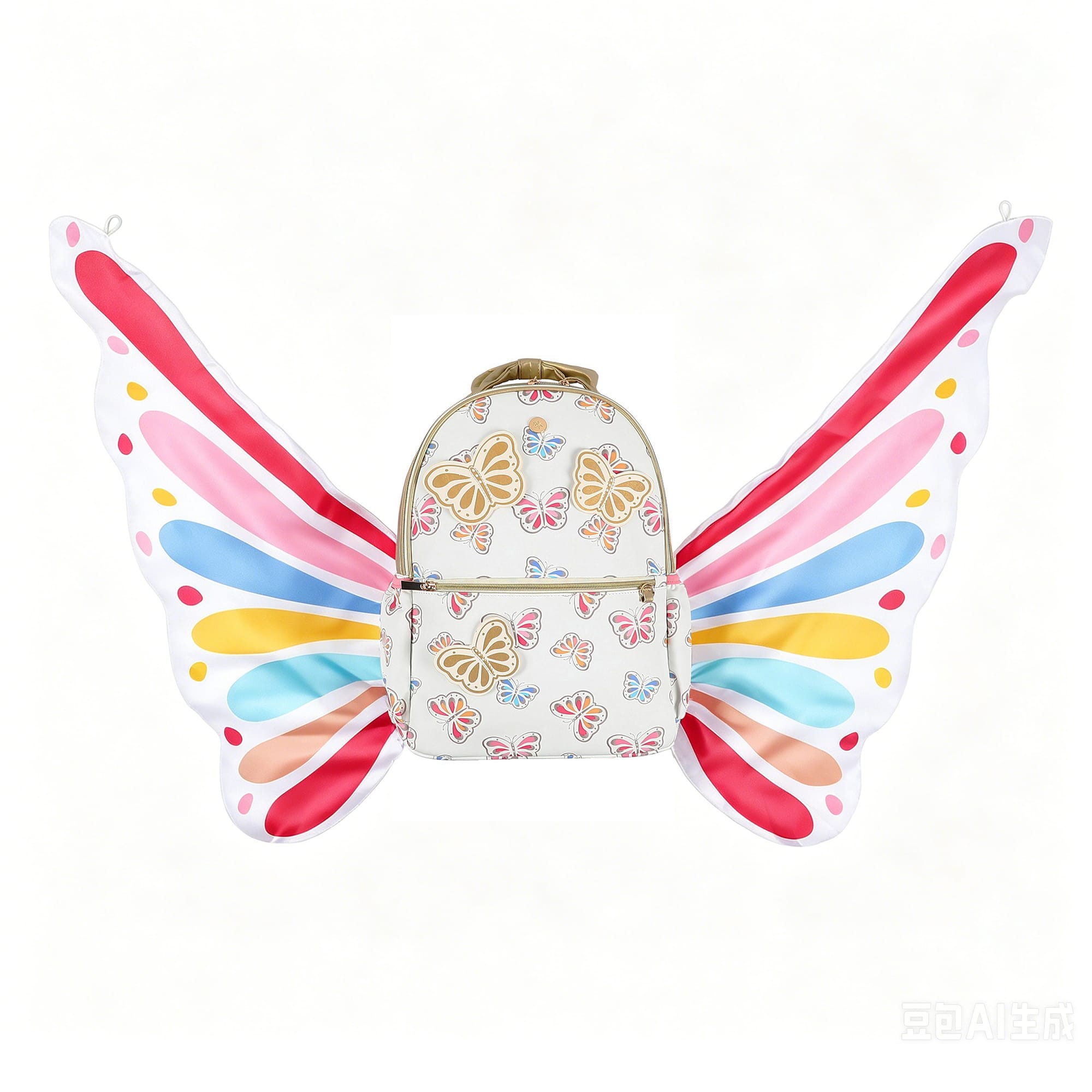 Gold Butterfly Backpack With Tuckaway Wings
