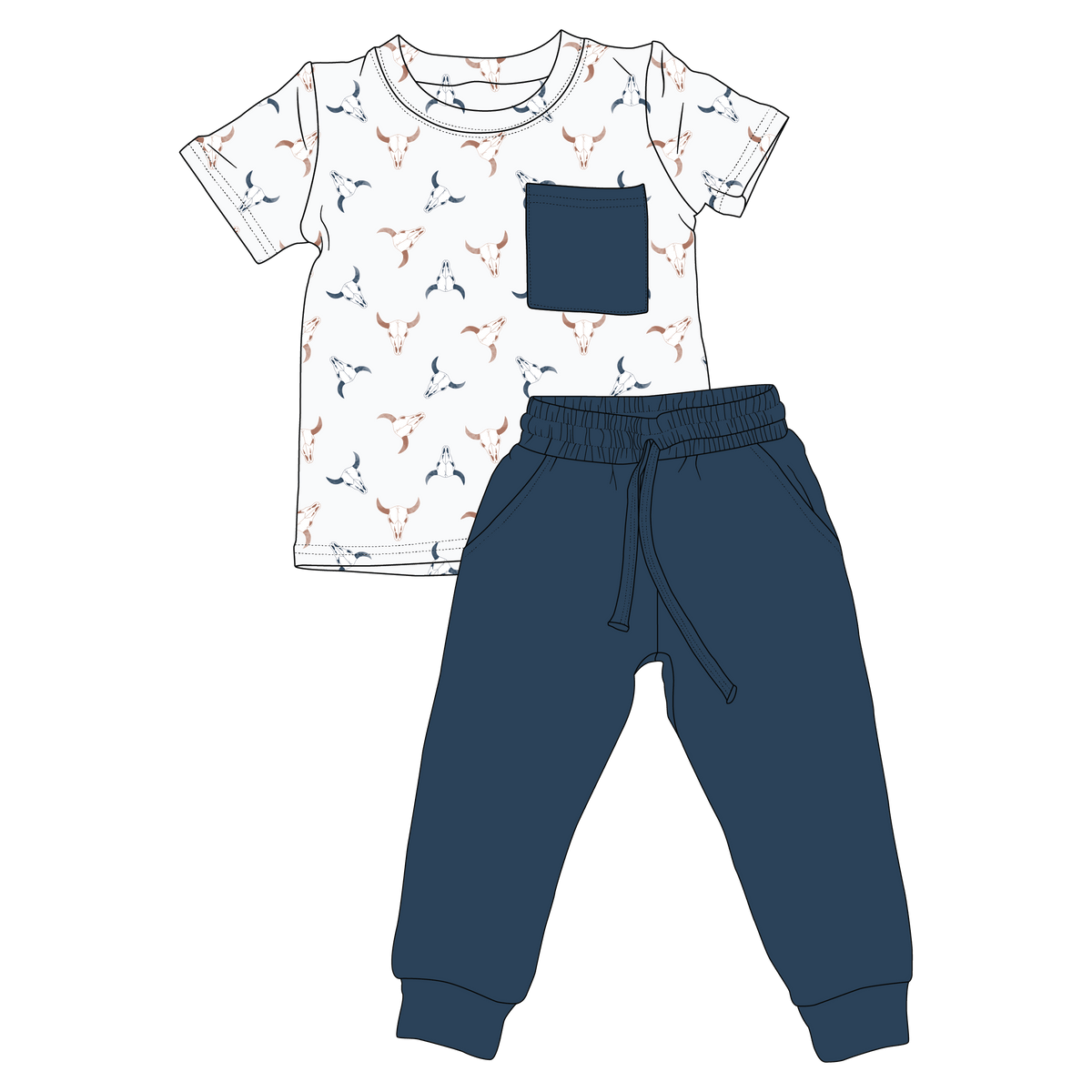 Braxton Bulls Bamboo Pocket Tee & Jogger Set (pre-order)