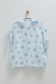 Smiley Sunshine Muslin Poncho-blue