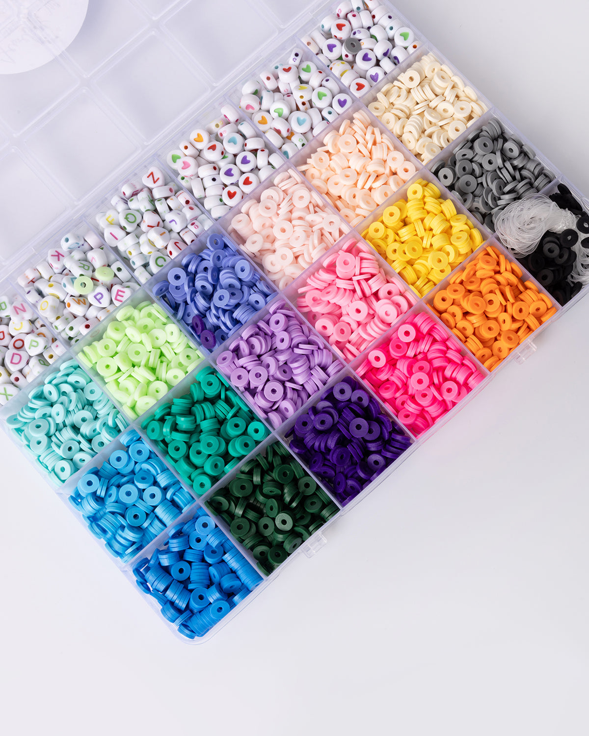 Bold Brights Polymer Heishi And Heart Letter Bead Box
