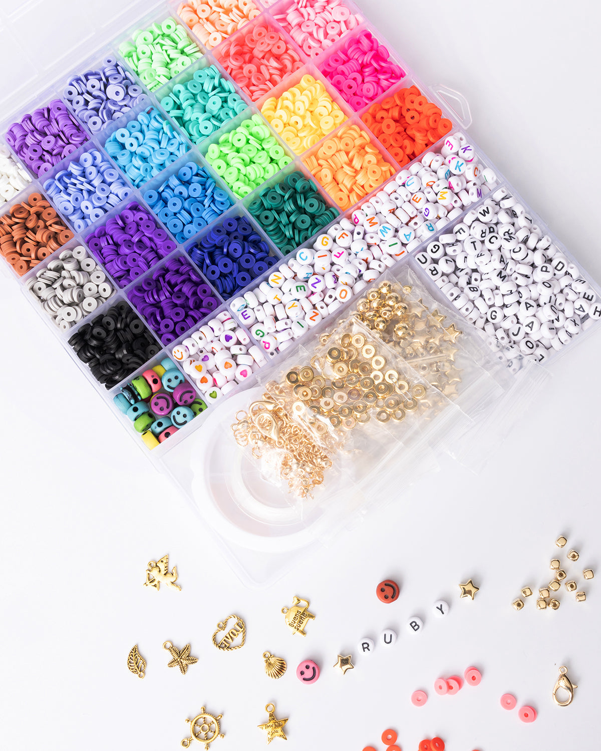 Multicolor Alphabets, Heishi, And Happy Faces Letter Bead, Charms, And Findings Mega Diy Jewelry Kit