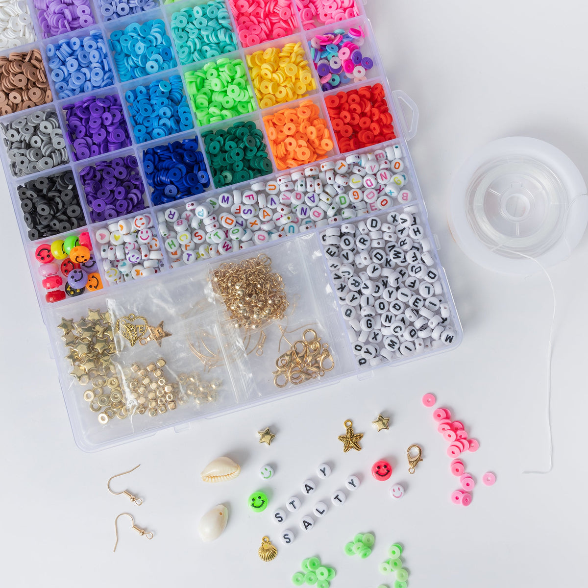 Multicolor Alphabets, Heishi, And Happy Faces Letter Bead, Charms, And Findings Mega Diy Jewelry Kit