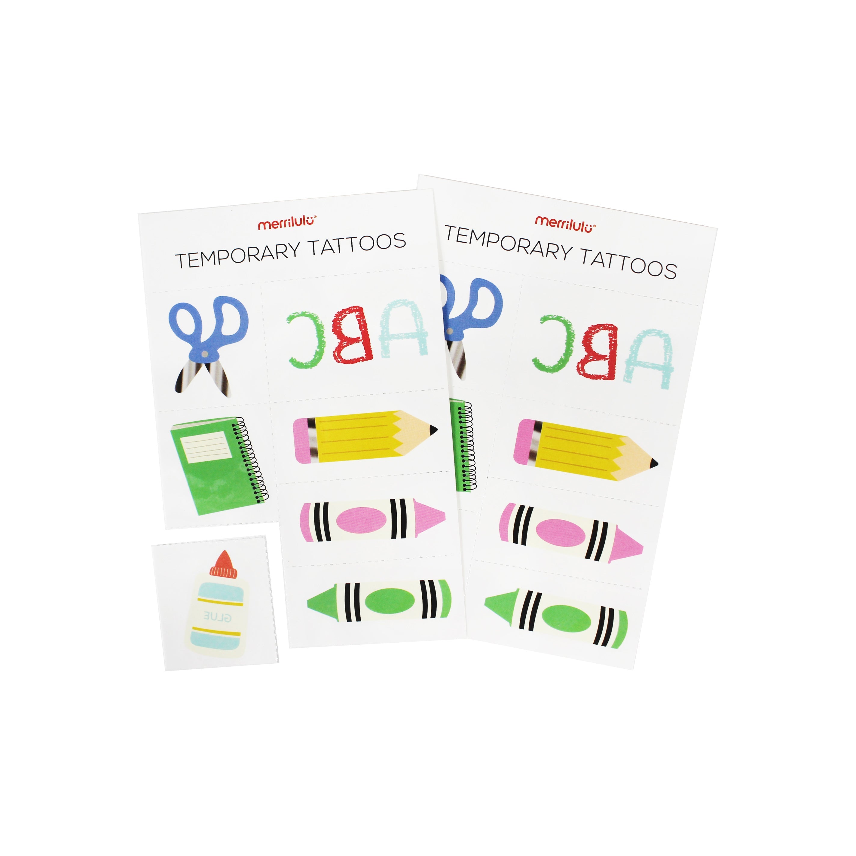Back To School Temporary Tattoos, 2 Sheets
