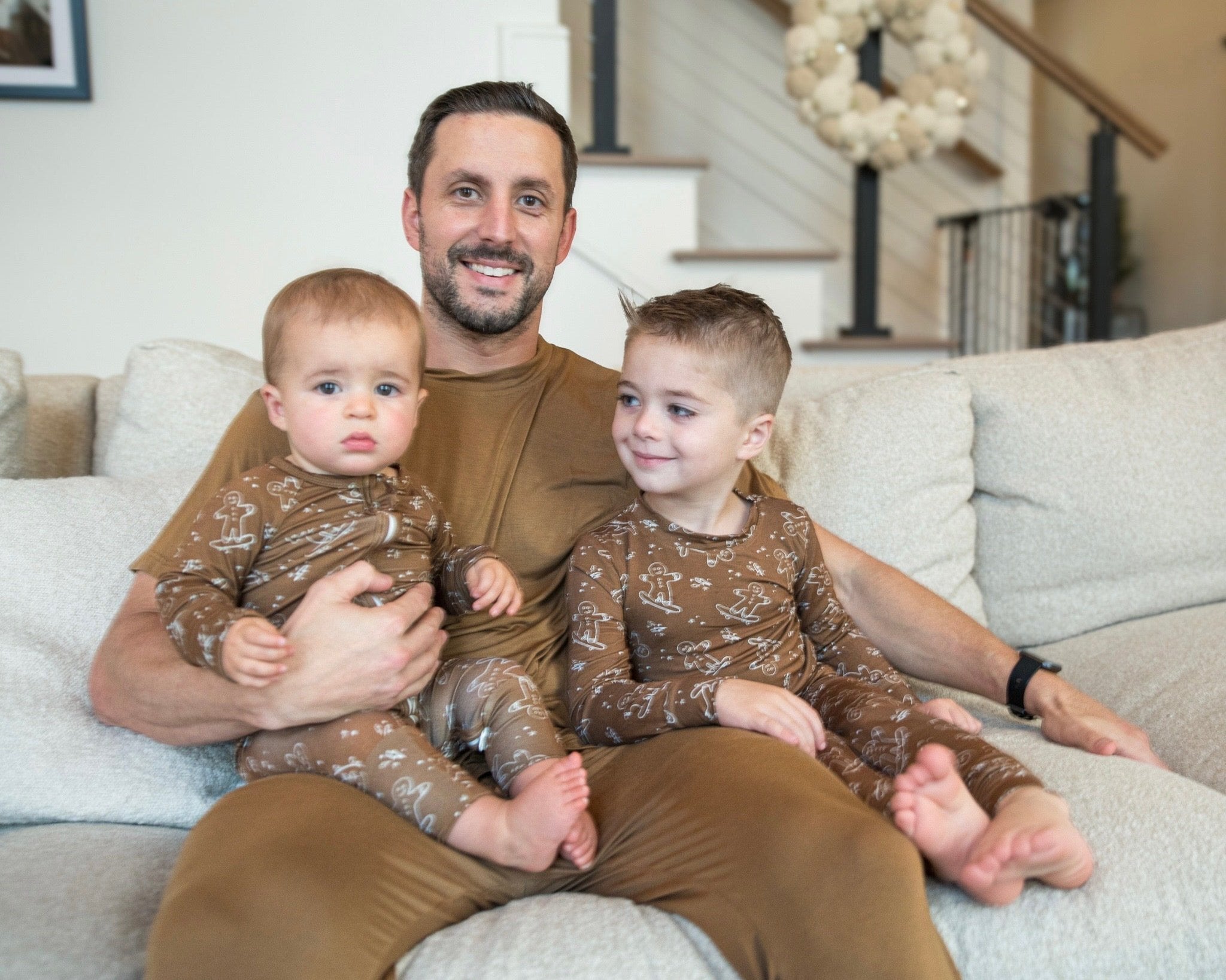 Bamboo Baby Christmas Sleepers | Matching Family Holiday Pajamas - Skating Gingerbread