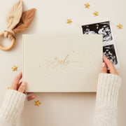 Baby Memory Book - Ivory *cotton Cloth And Gold Foil With Gilded Edges