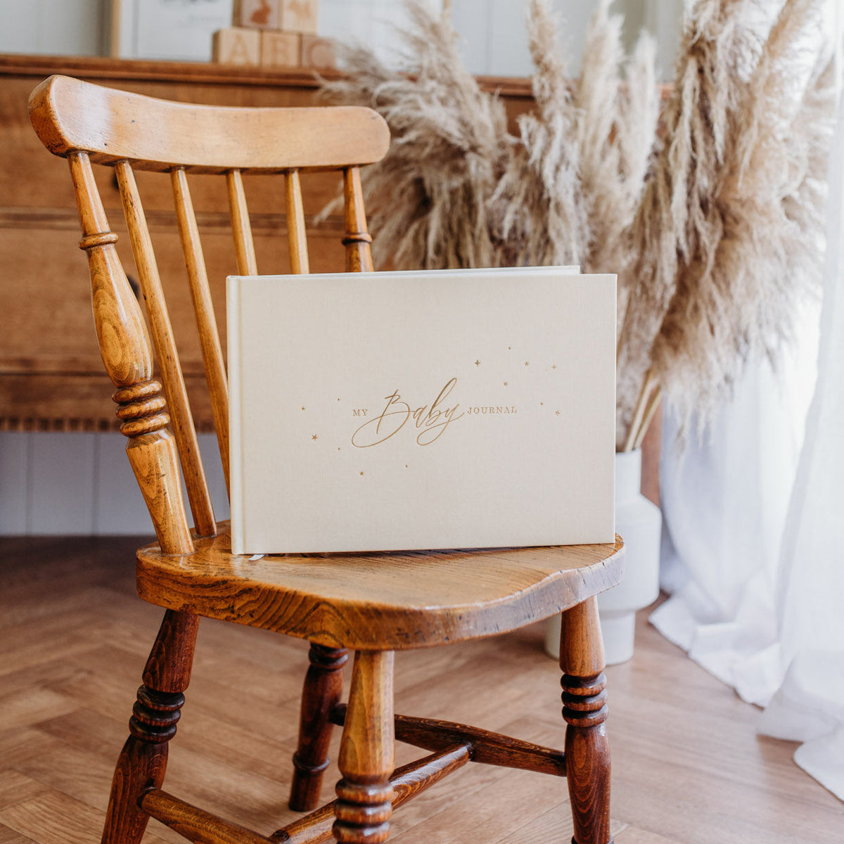 Baby Memory Book - Ivory *cotton Cloth And Gold Foil With Gilded Edges