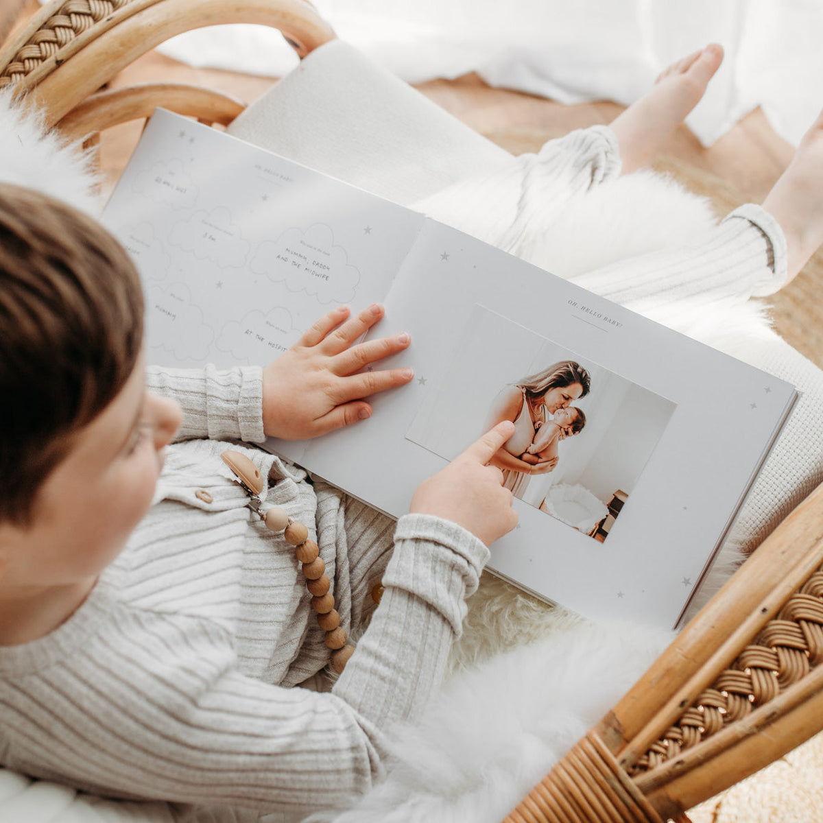Baby Memory Book - Ivory *cotton Cloth And Gold Foil With Gilded Edges