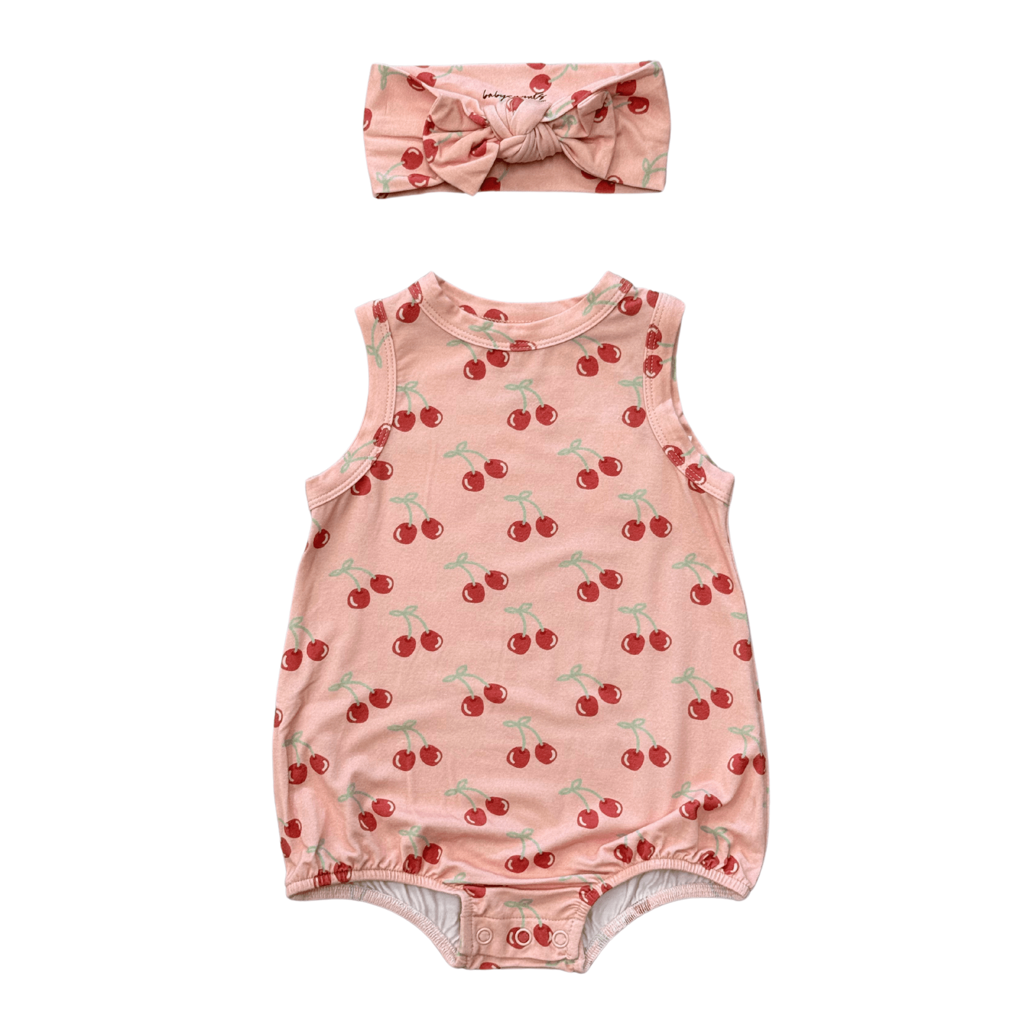 Baby Girl Bubble Bodysuit Set In Cherries