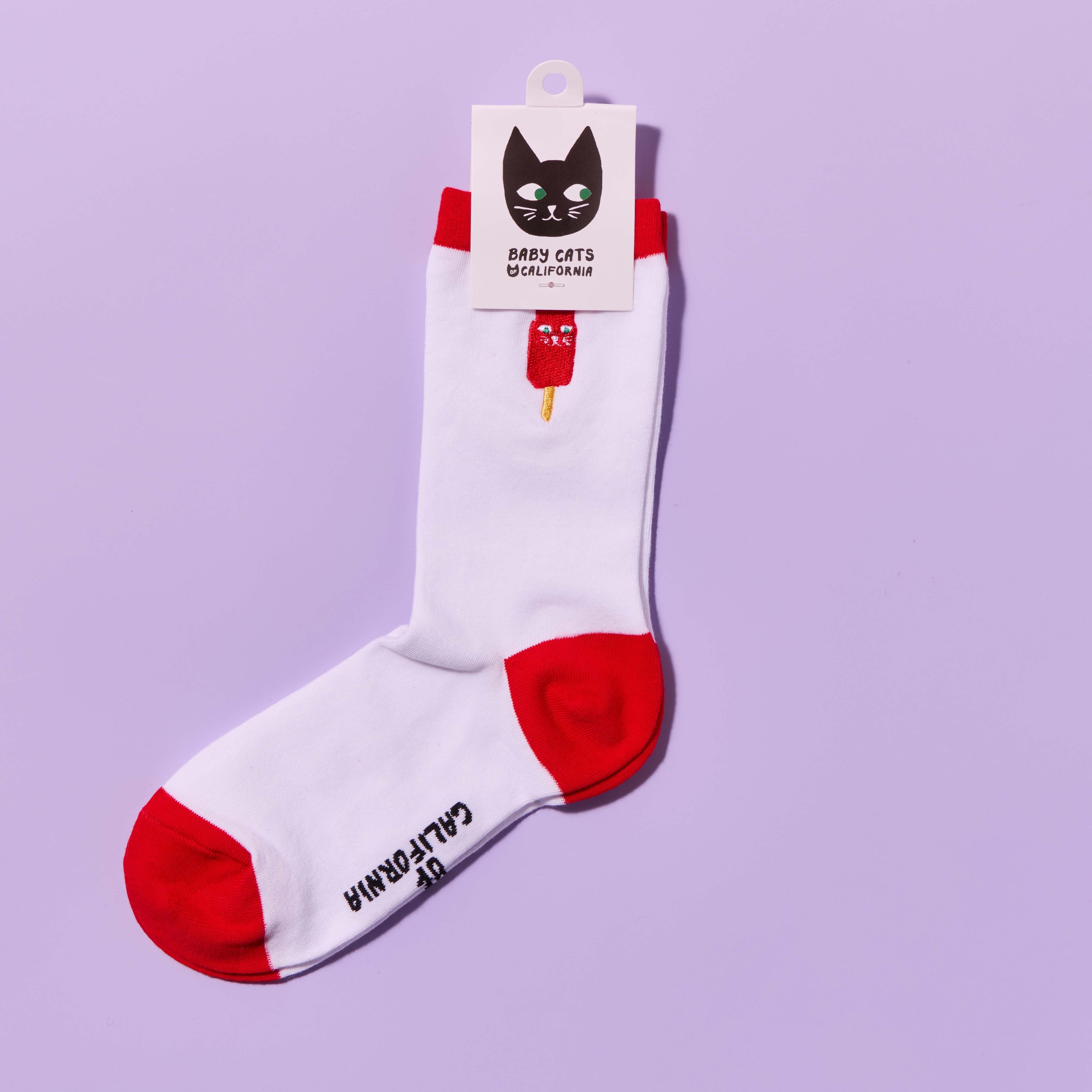 Adult Embroidered Catsicle Socks