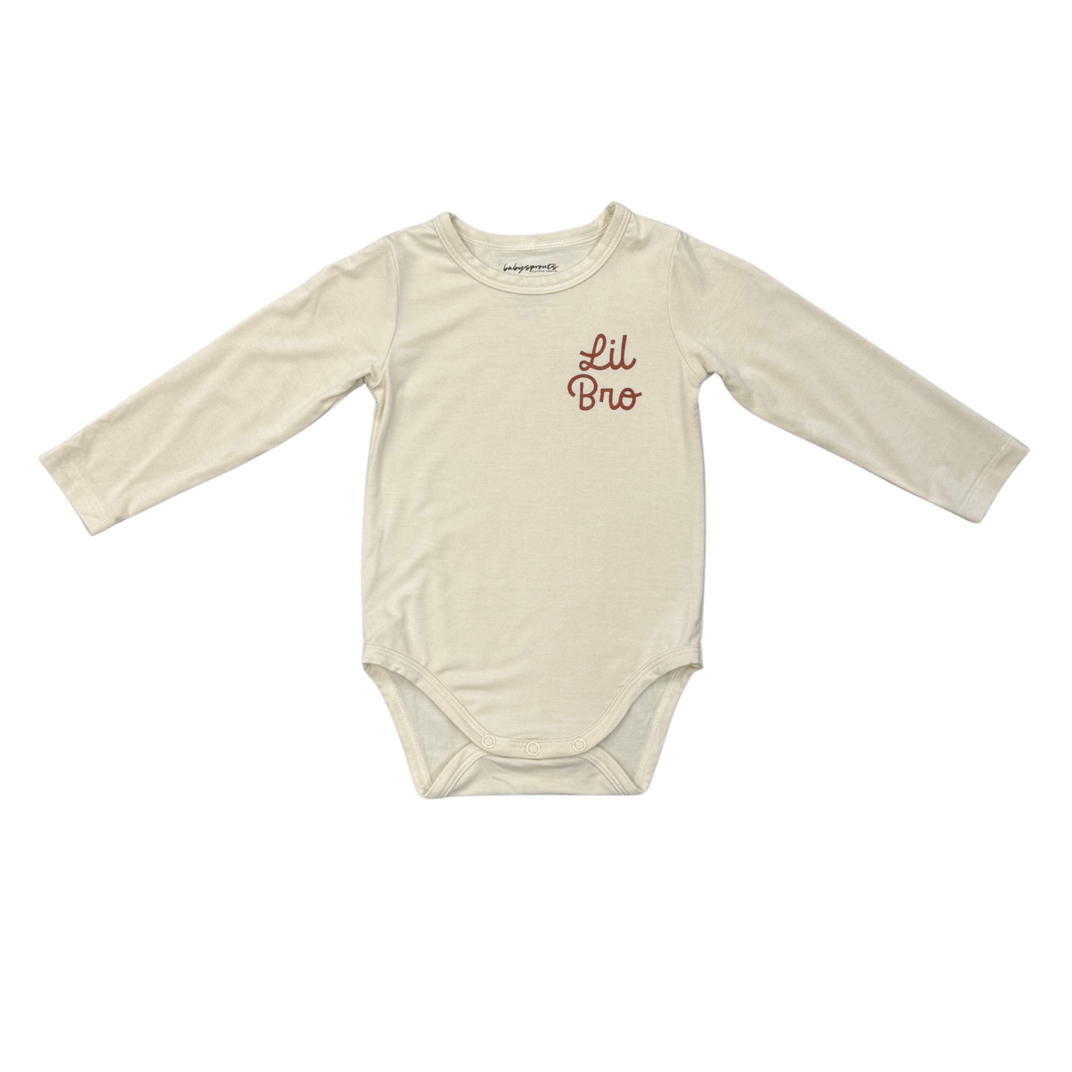 Baby Boy Long Sleeve Bodysuit In Lil Bro In Cream