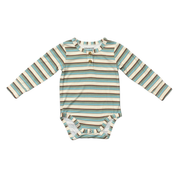 Baby Boy Long Sleeve Henley Bodysuit In Blue Haze Multi Stripe