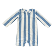 Baby Boy One-piece Rash Guard Swimsuit In Spring Blue Stripe