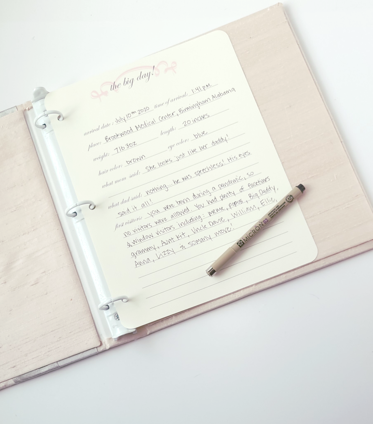 Baby Memory Book - White Linen (w/ Silk Bow)