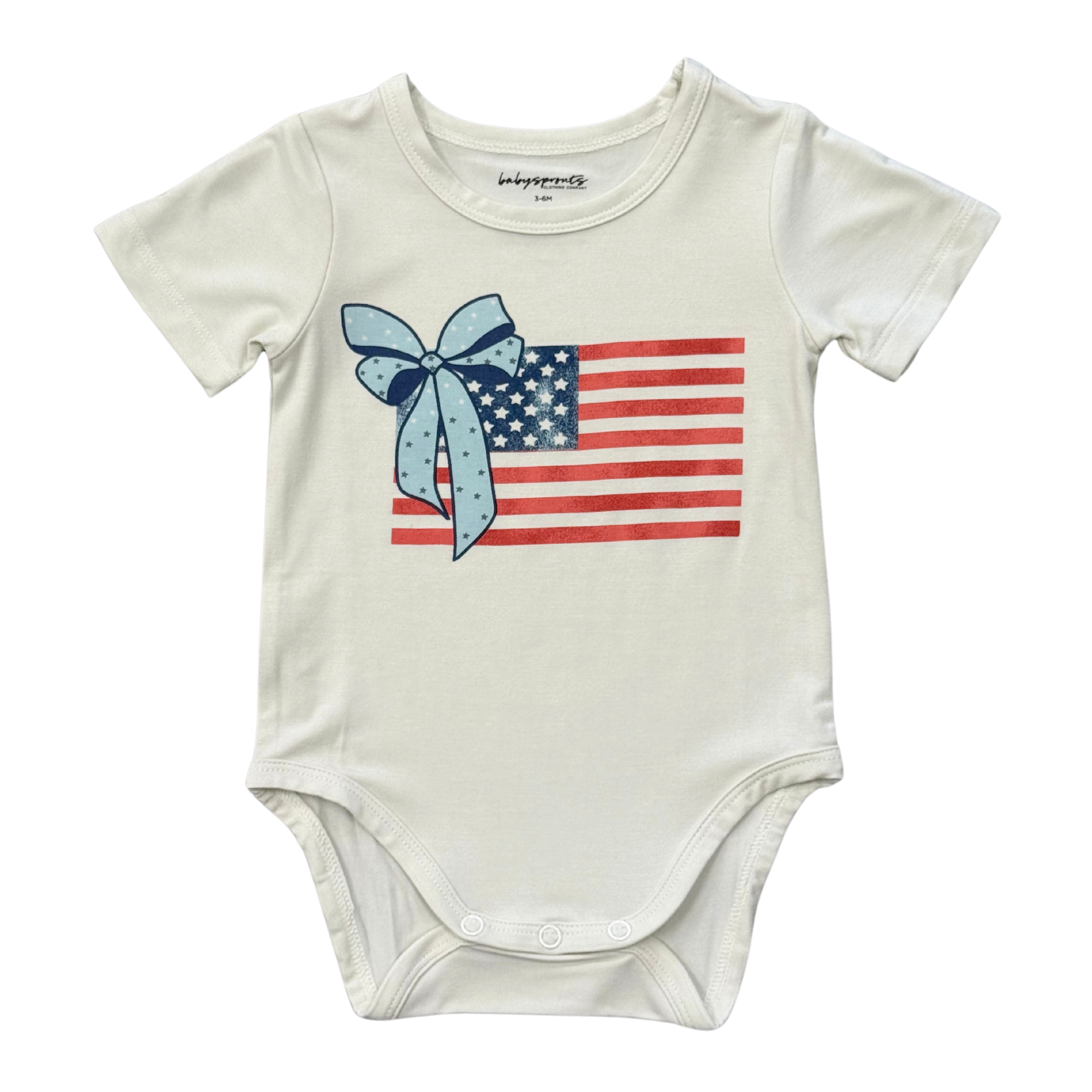Baby Girl Short Sleeve Bodysuit In American Flag