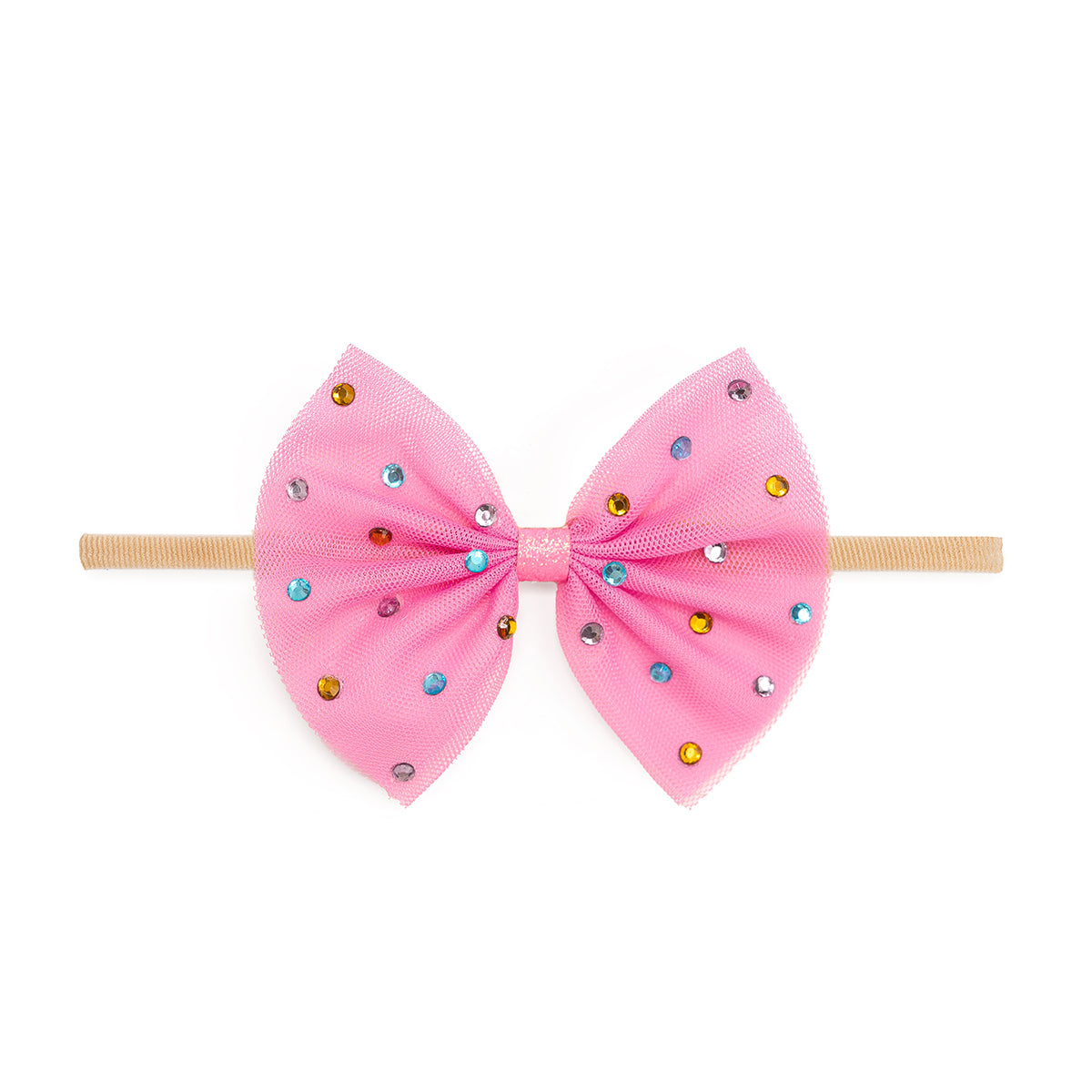 Raspberry Rhinestone Bow Baby Headband