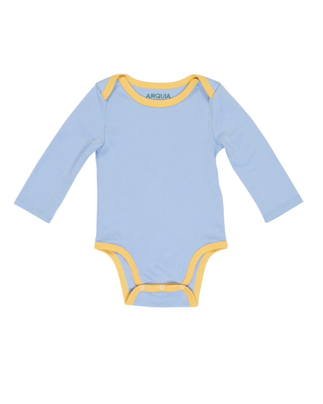 Long Sleeve Bodysuit In Chambray Blue With Yellow