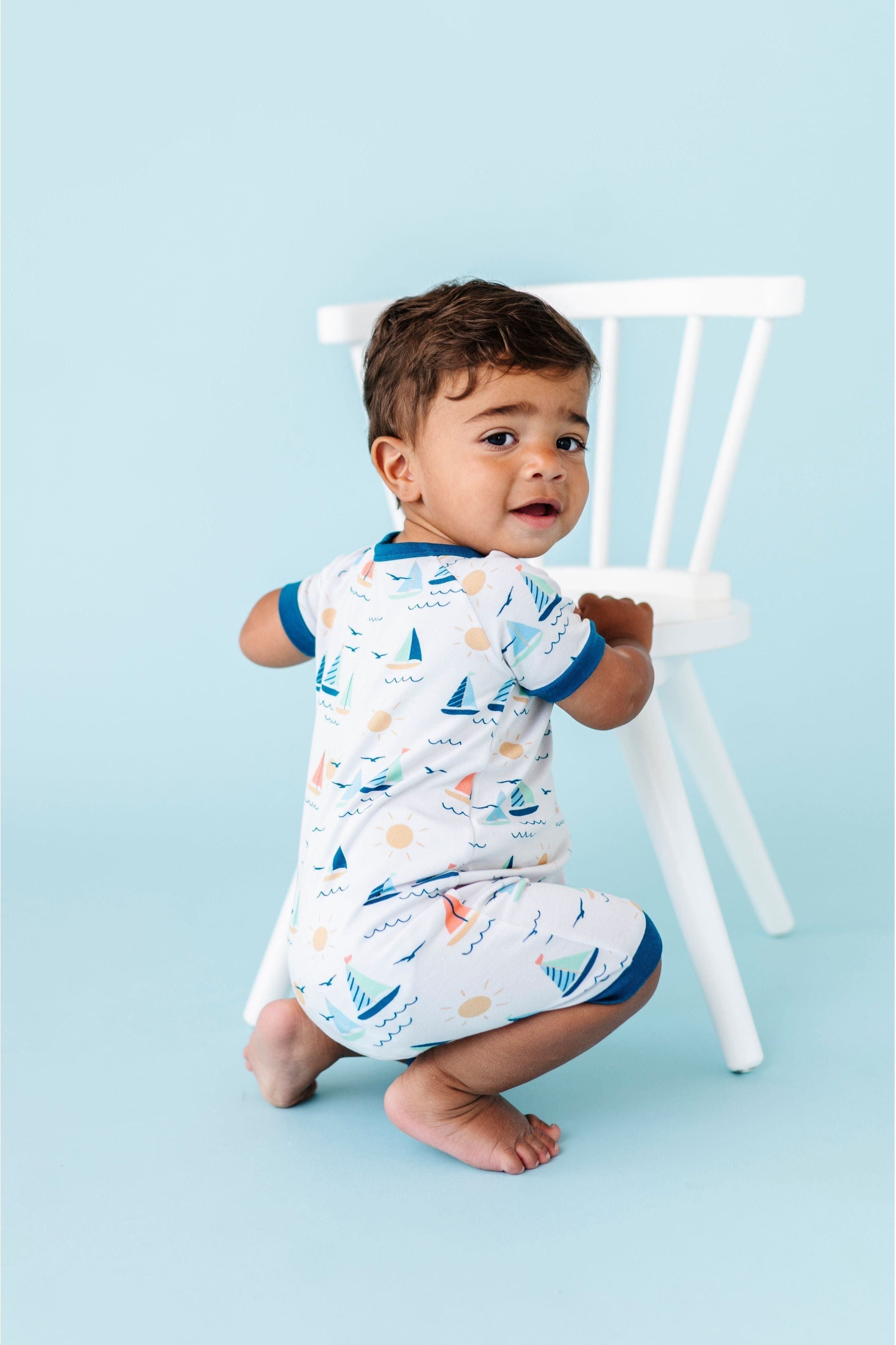 Bamboo Shortie Zip Romper - Kai