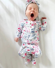Top And Bottom Outfit Hat And Headband Set (newborn - 24 Months) Bloom
