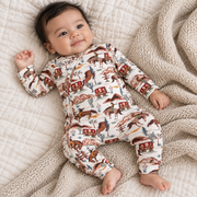 Cowboy Western Spirit Baby Boy Bamboo Zipper Romper