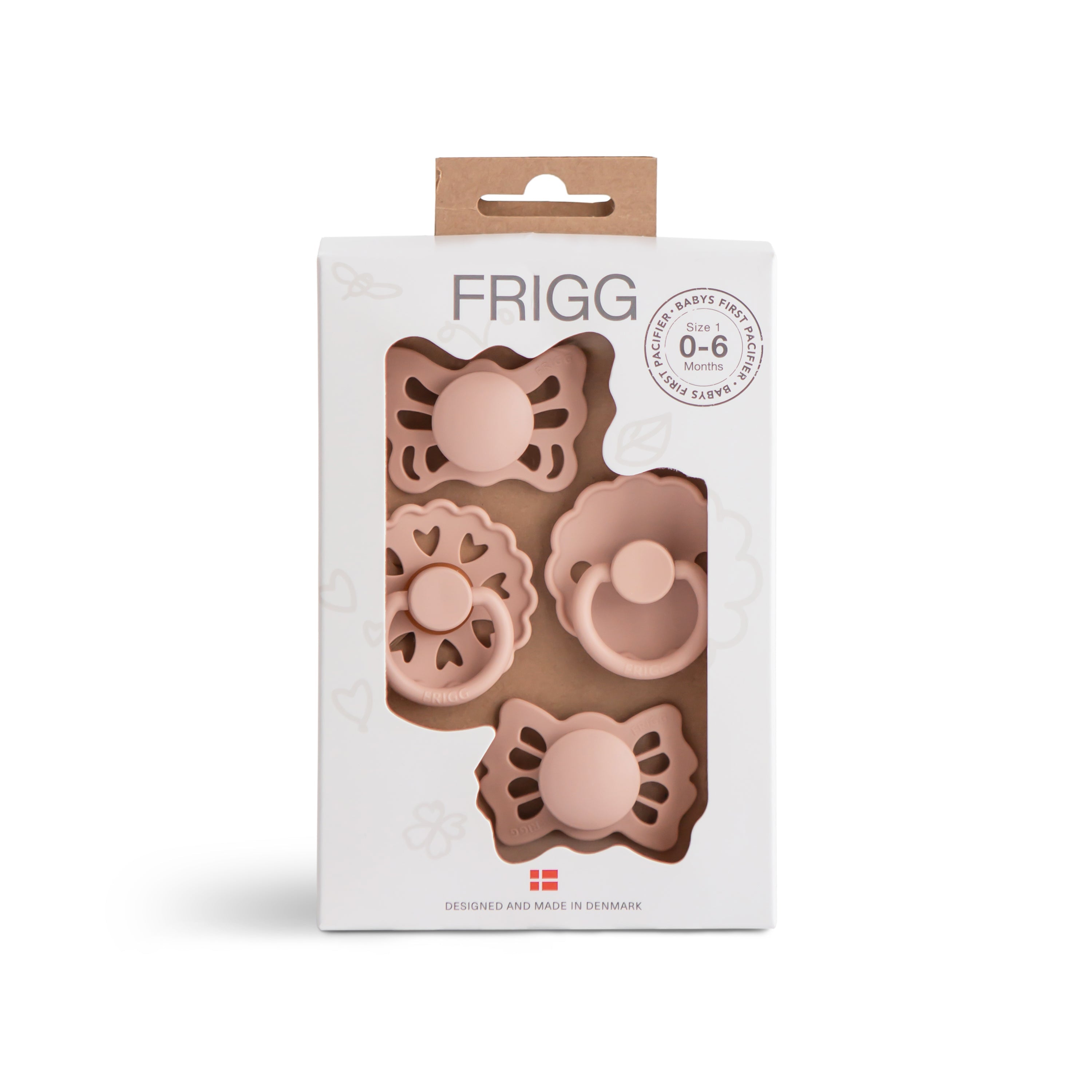 Frigg Baby's First Pacifier Floral Heart (blush) 4-pack