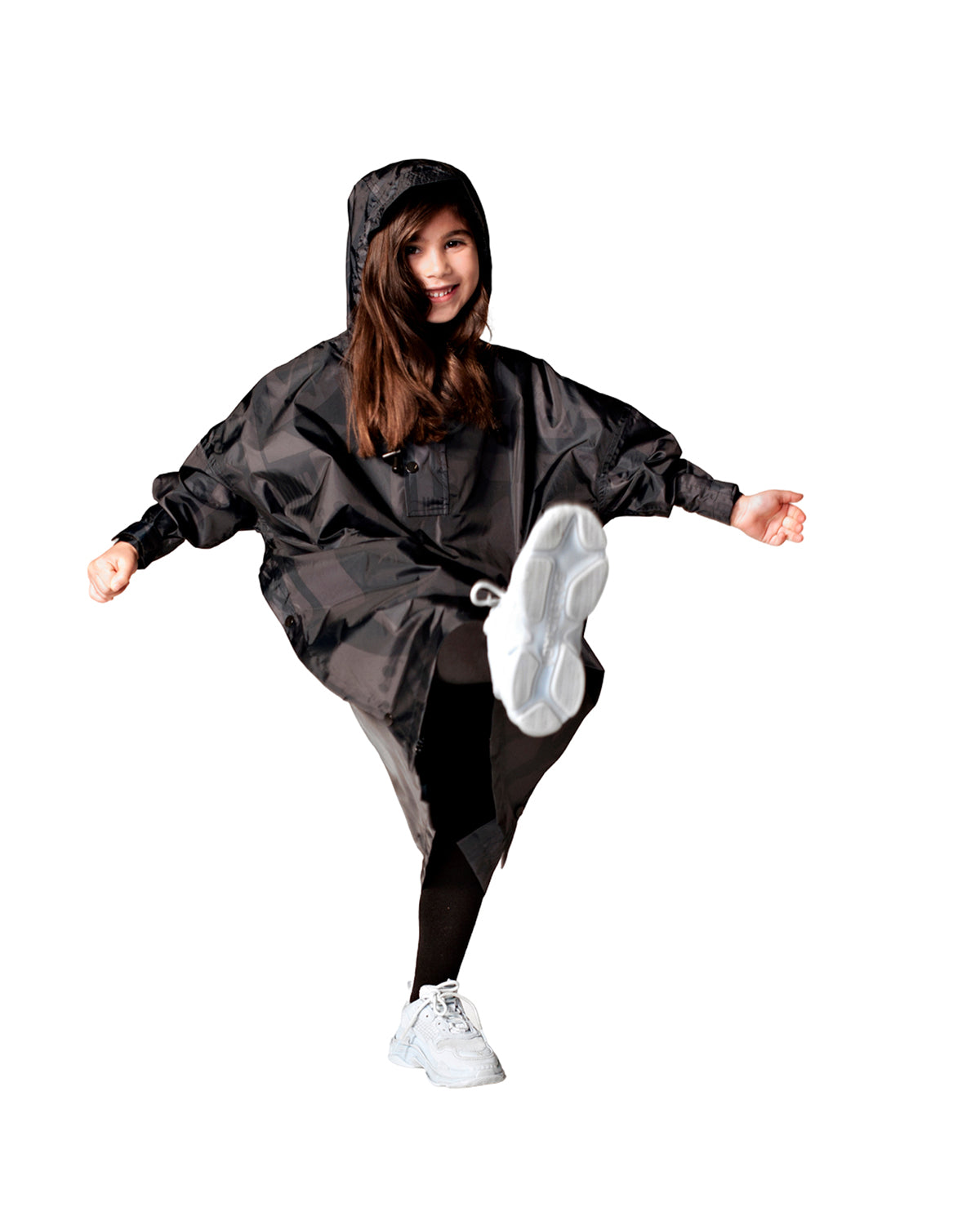 Kids Rain Poncho Back To Black Art Camo