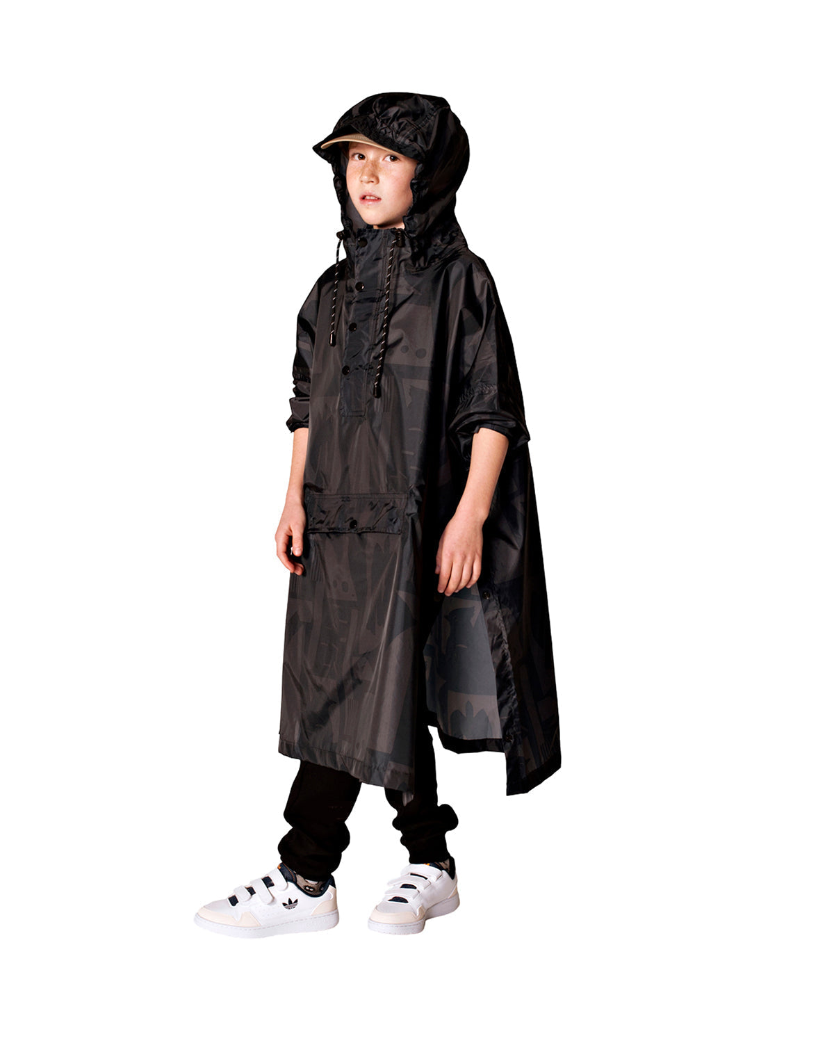 Kids Rain Poncho Back To Black Art Camo