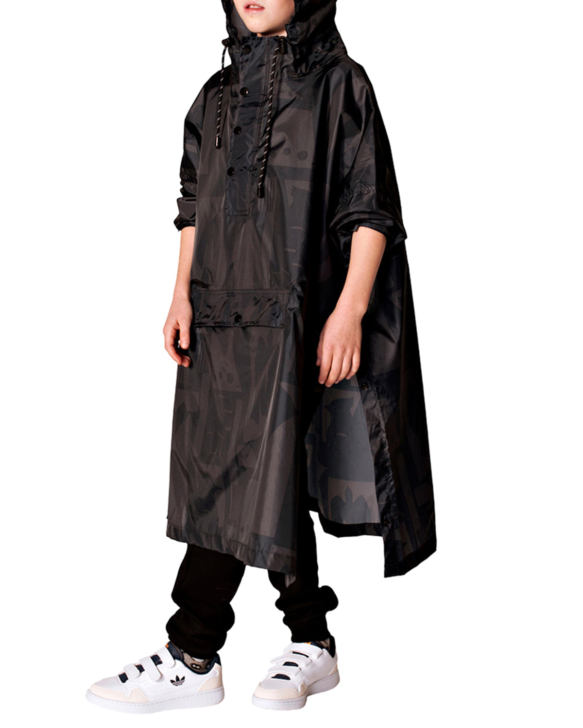 Kids Rain Poncho Back To Black Art Camo