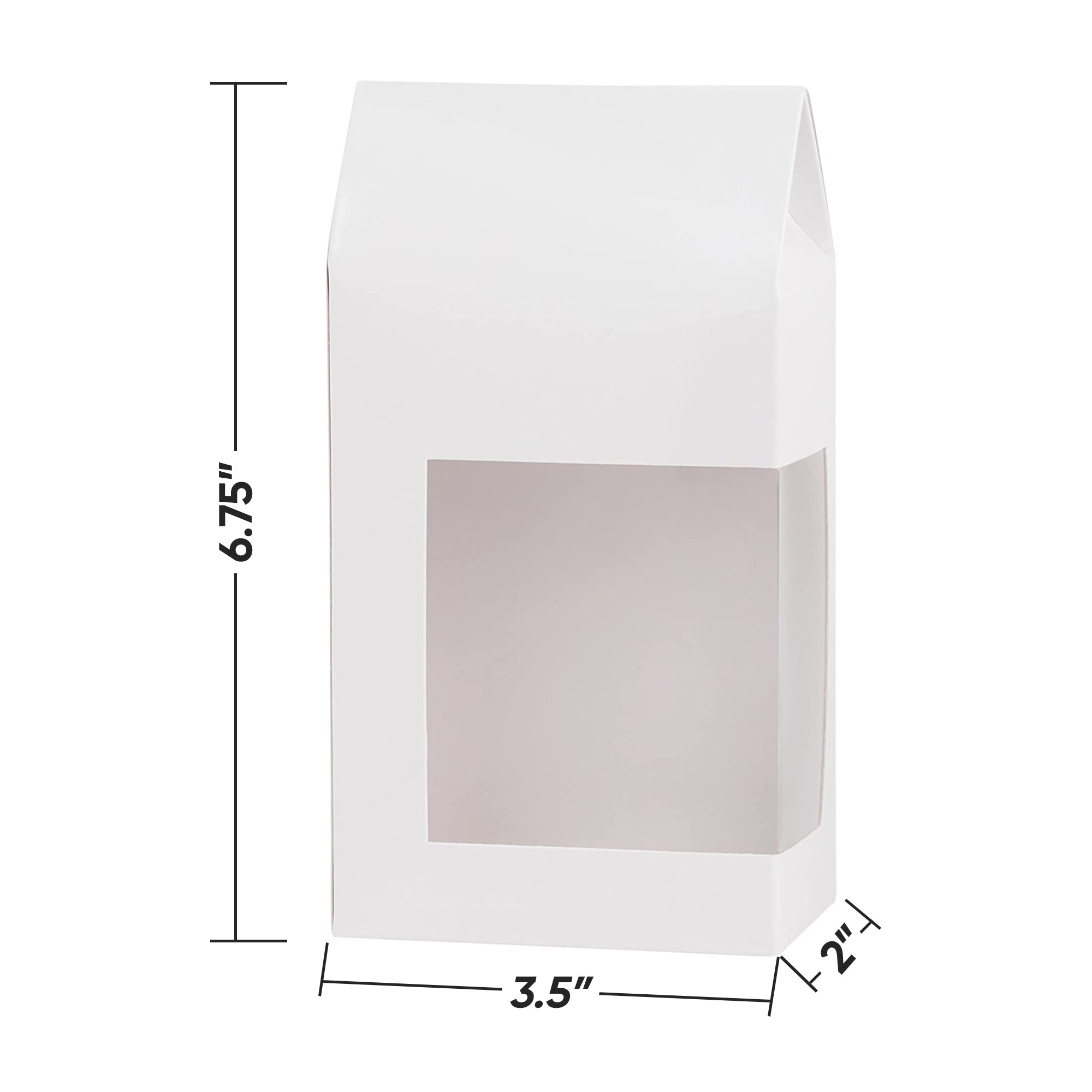 Tall Paper Boxes With Window White 6.75x3.5x2 Gift Boxes 16 Pack