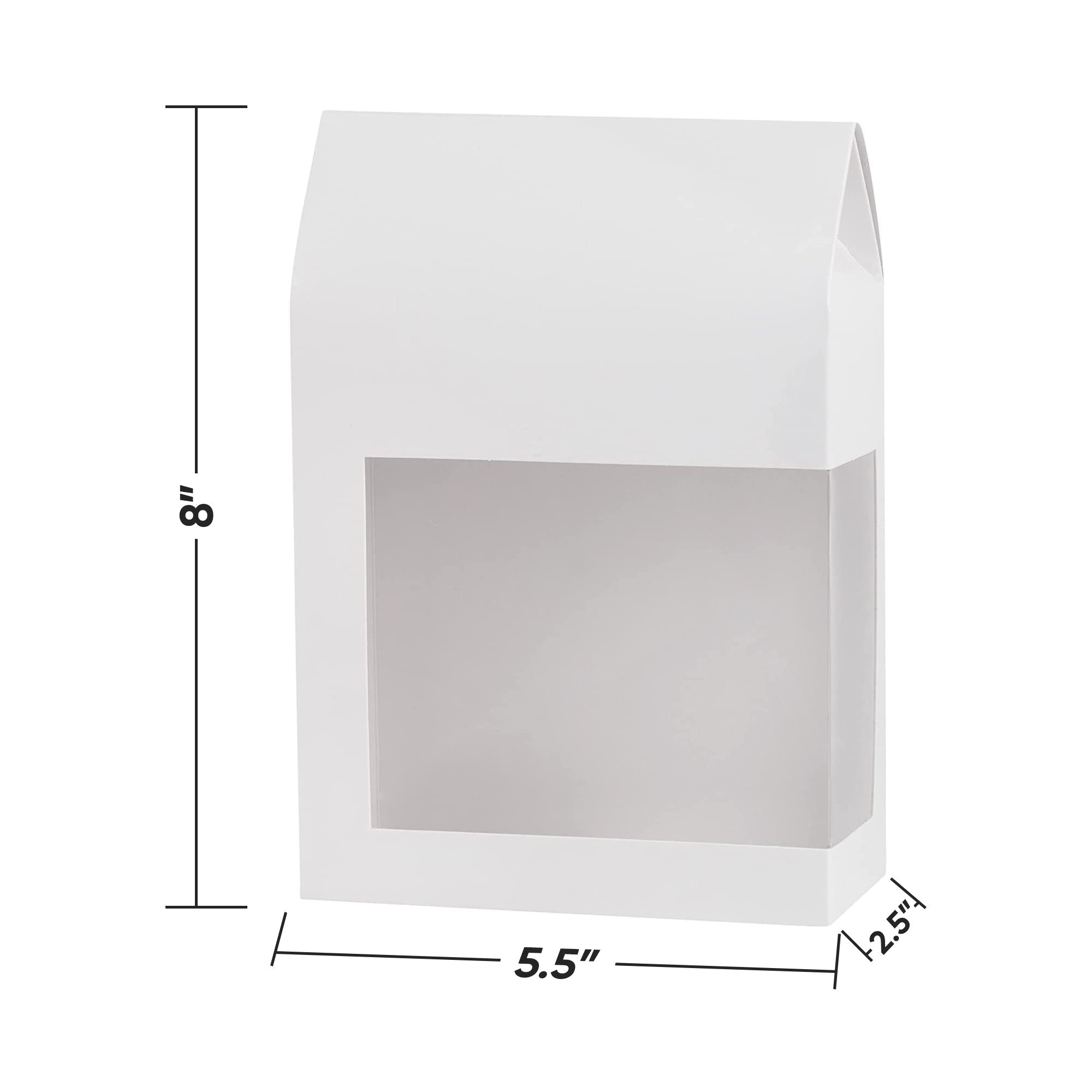 Tall Paper Boxes With Window White 8x5.5x2.5 Gift Boxes 16 Pack