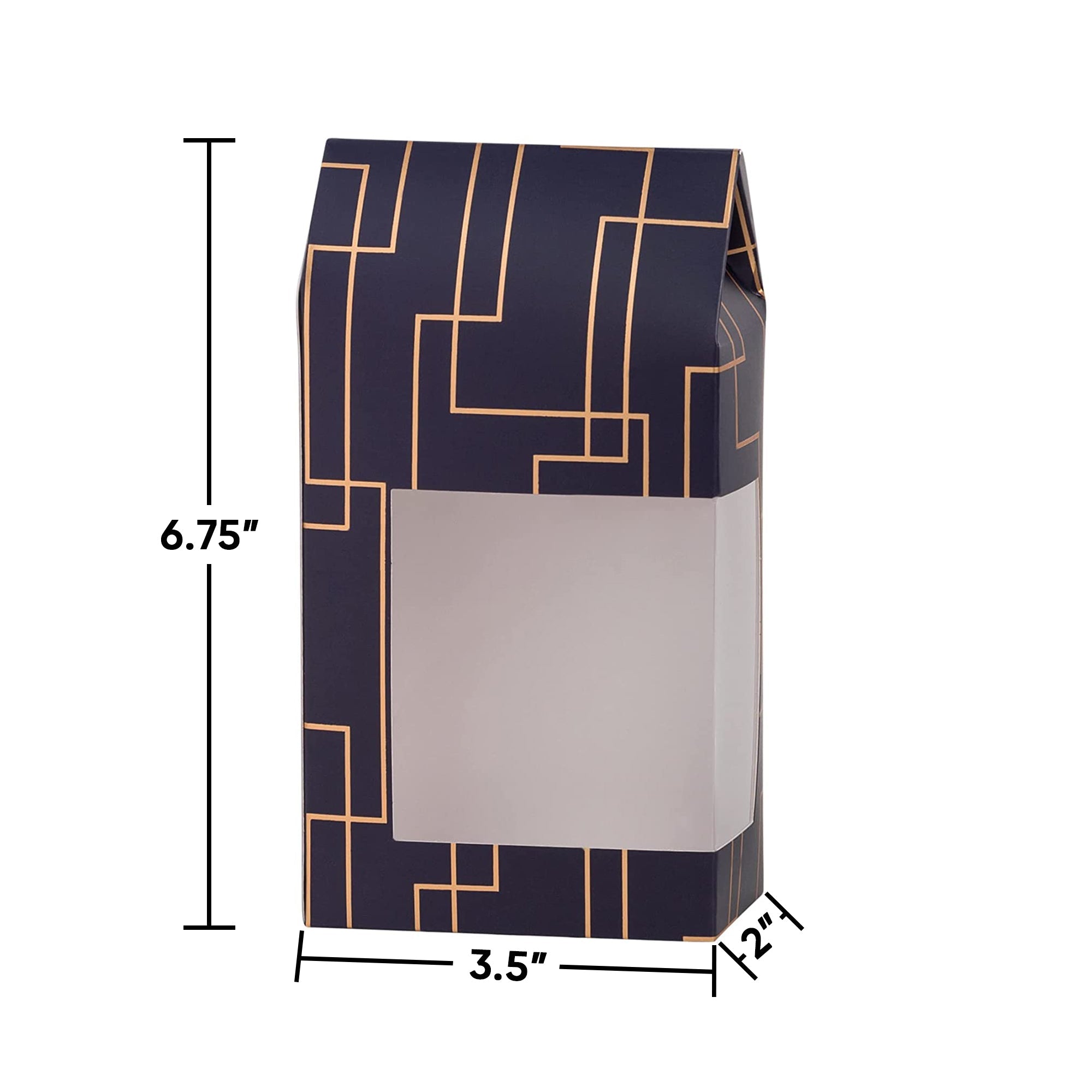 Tall Paper Boxes With Window Blue 6.75x3.5x2 Gift Boxes 16 Pack