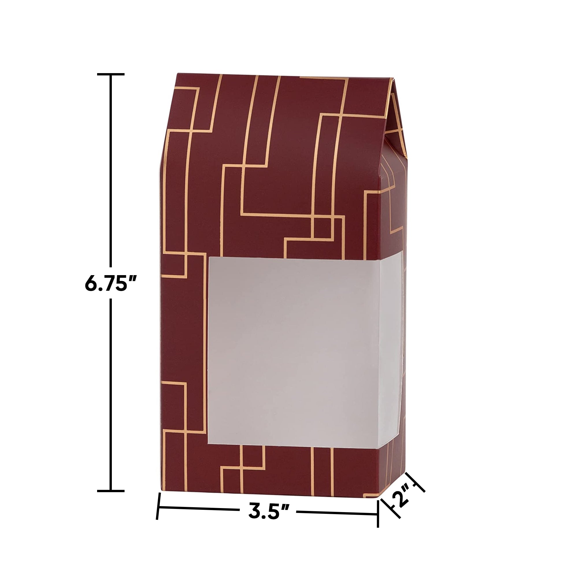 Tall Paper Boxes With Window Red 6.75x3.5x2" Gift Boxes 16 Pack