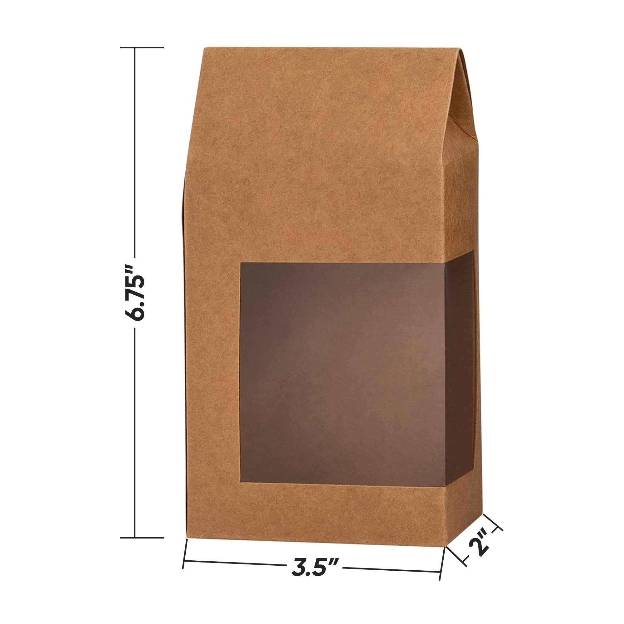 Tall Paper Boxes With Window Kraft Paper 6.75x3.5x Gift Boxes 16 Pack