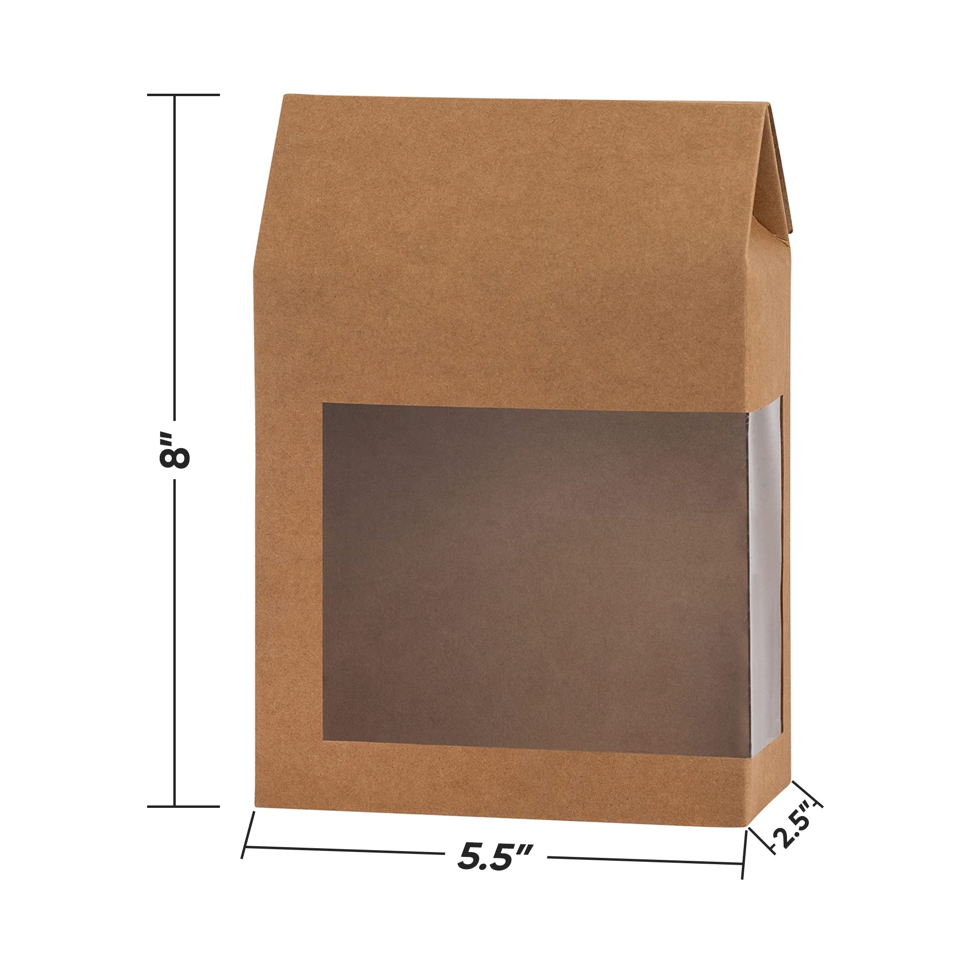 Tall Paper Boxes With Window Kraft Paper 8x5.5x2.5 Gift Boxes 16 Pack