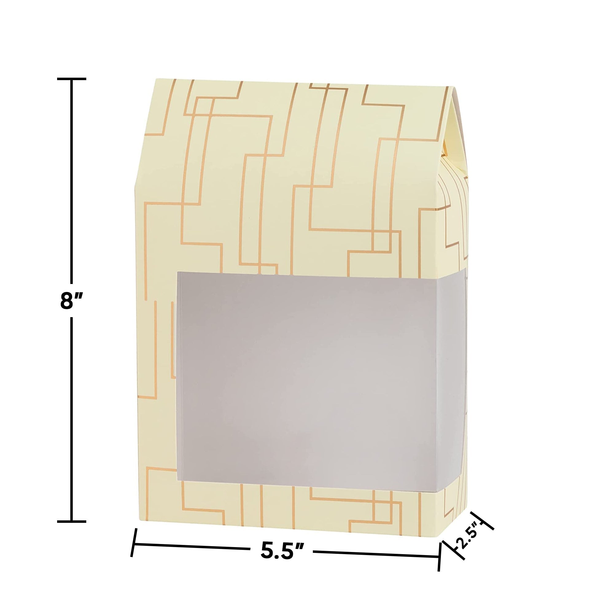 Tall Paper Boxes With Window Cream Color 8x5.5x2.5 Gift Boxes 16 Pack