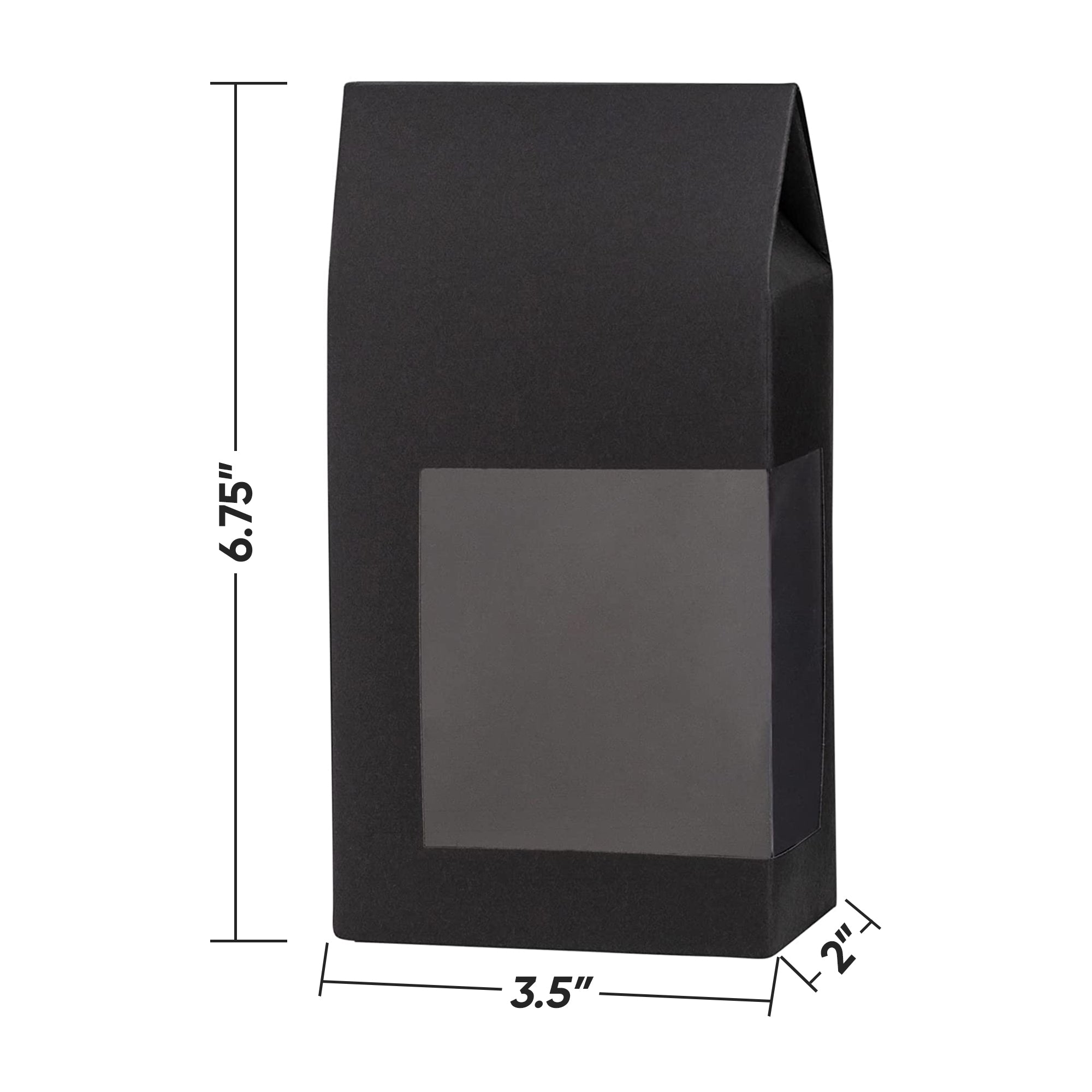 Tall Paper Boxes With Window Black 6.75x3.5x2 Gift Boxes 16 Pack