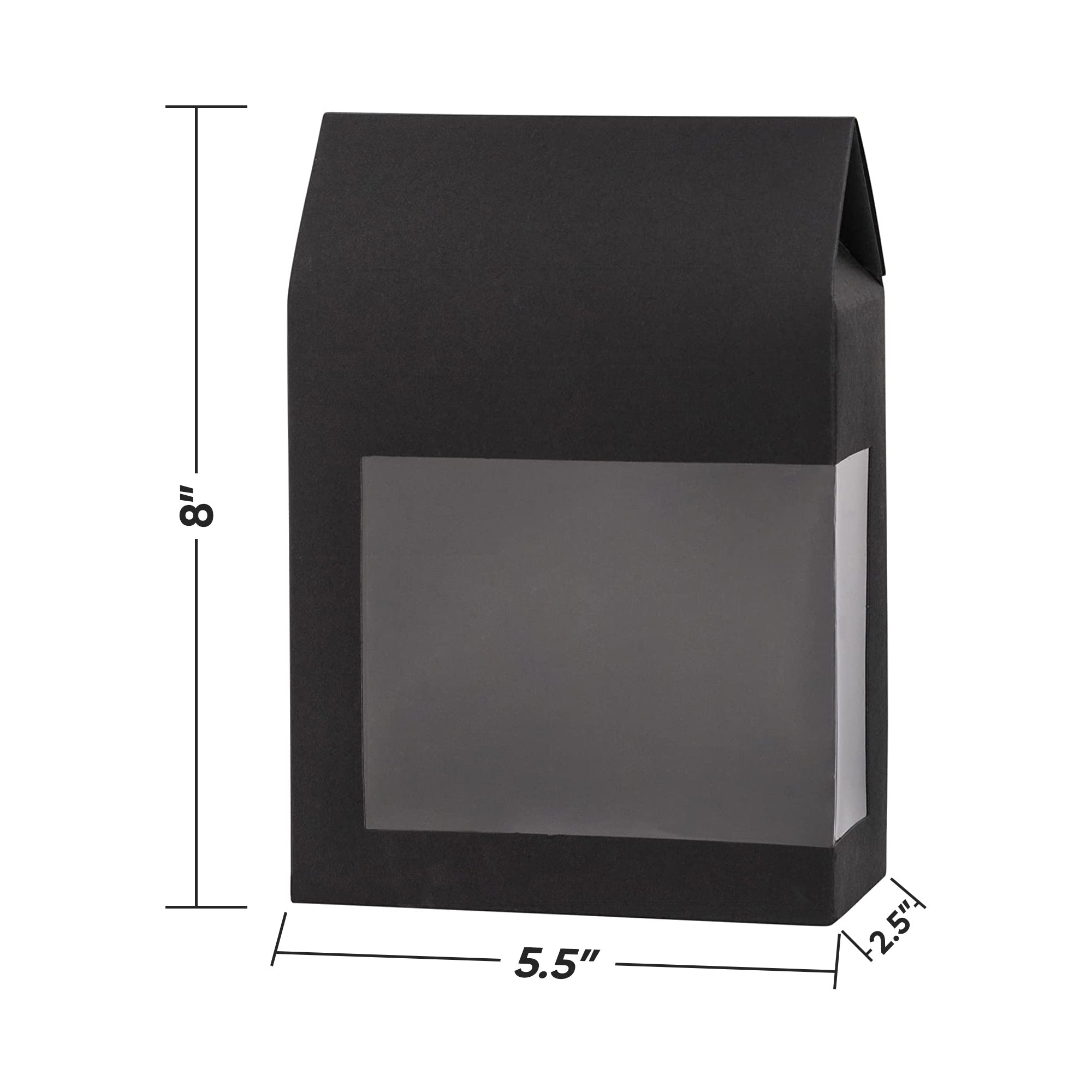 Tall Paper Boxes With Window Black 8x5.5x2.5 Gift Boxes 16 Pack