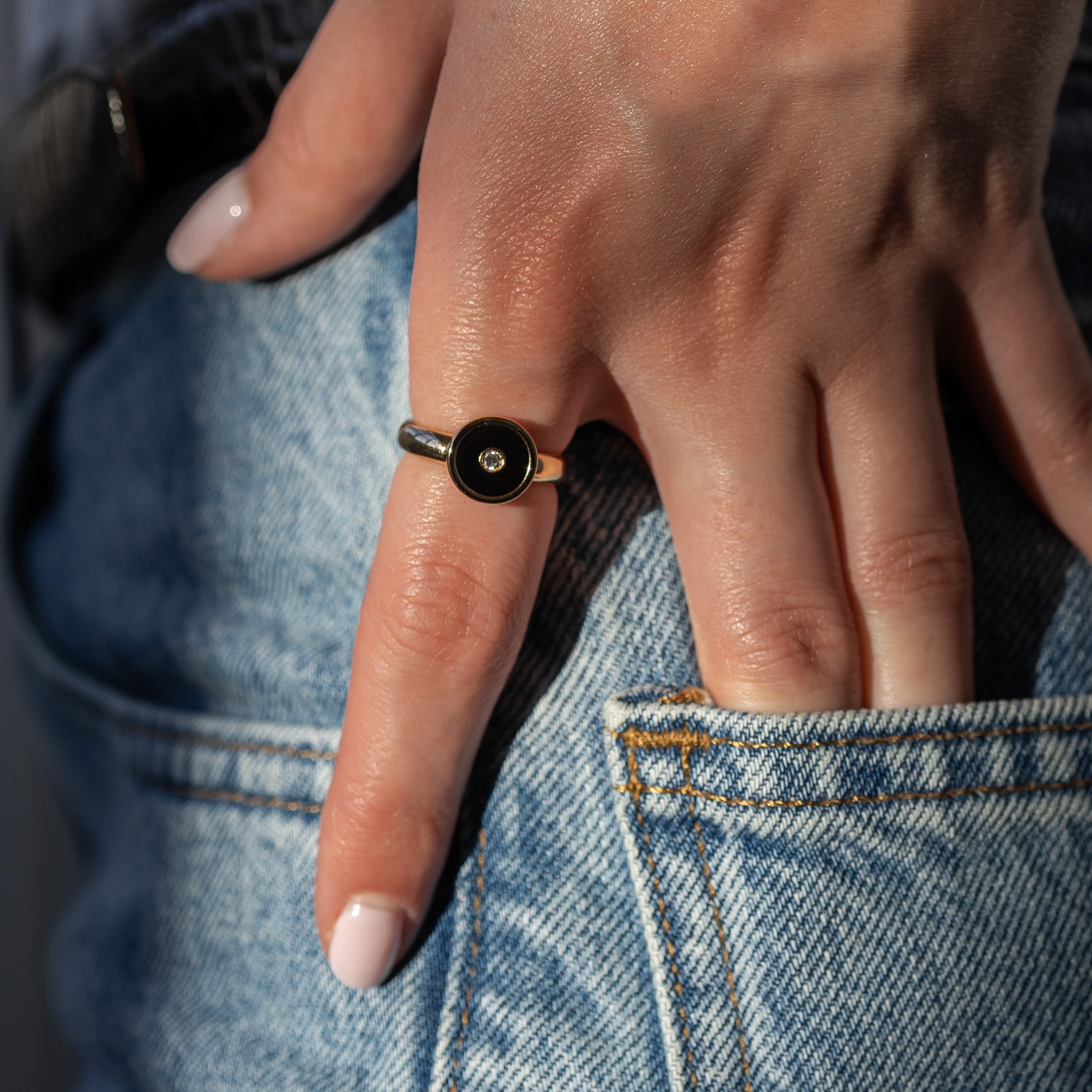 Balia Black Enamel Ring