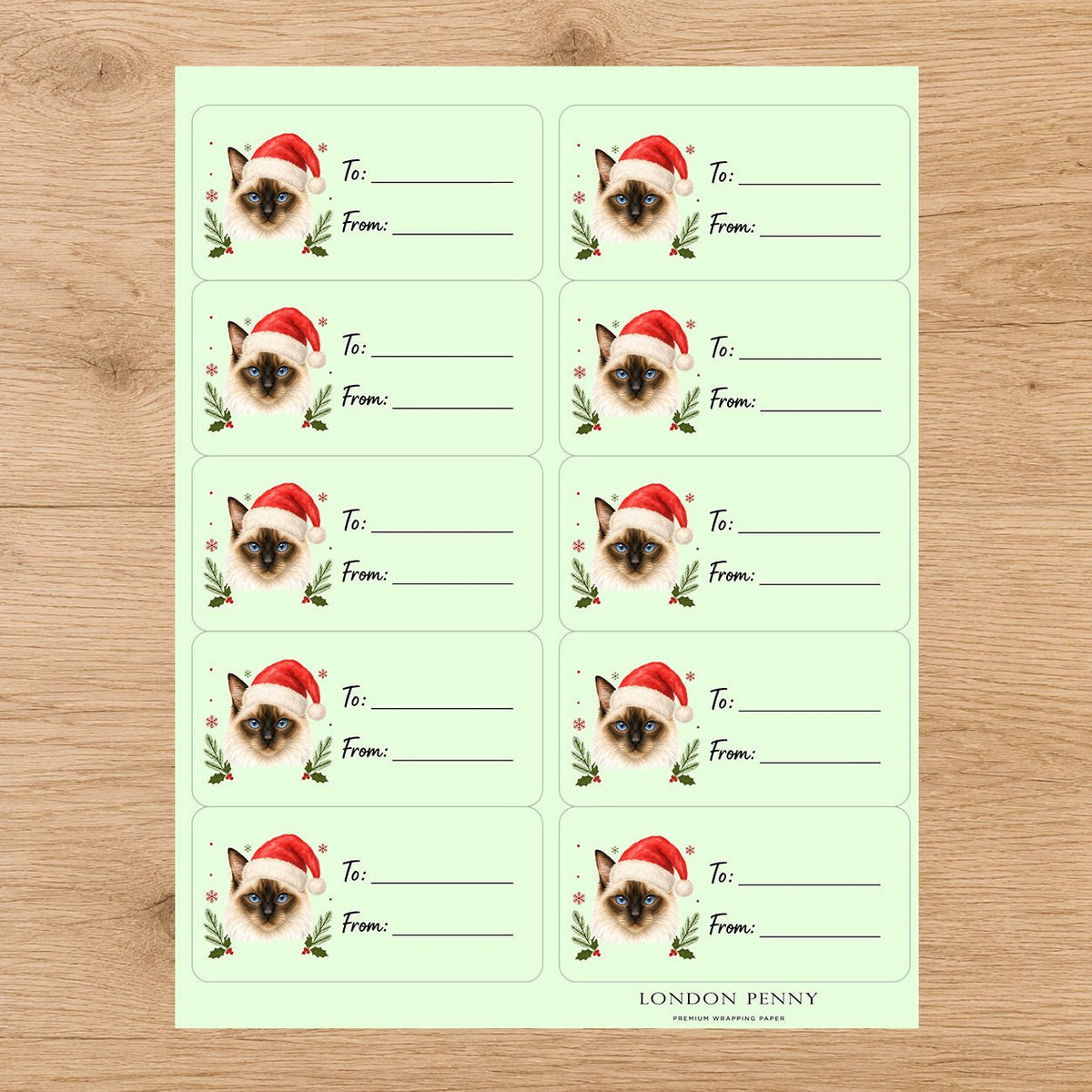 Balinese Santa Paws Gift Tag Sticker Sheet