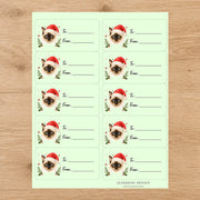 Balinese Santa Paws Gift Tag Sticker Sheet