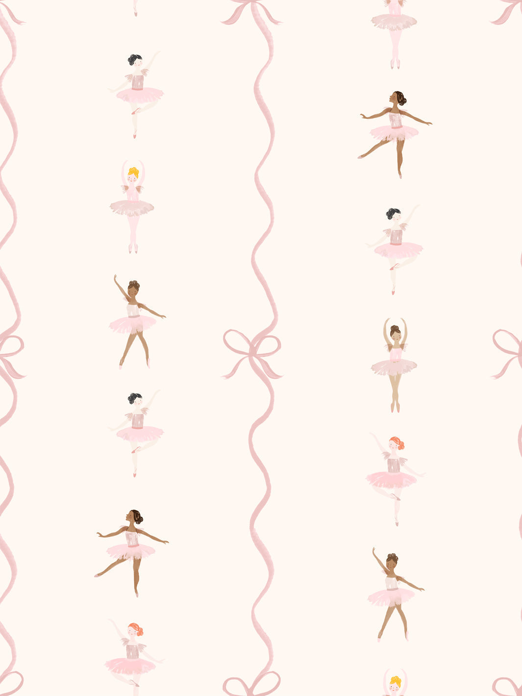 'ballerina Stripe' Wallpaper By Meri Meri - Cream